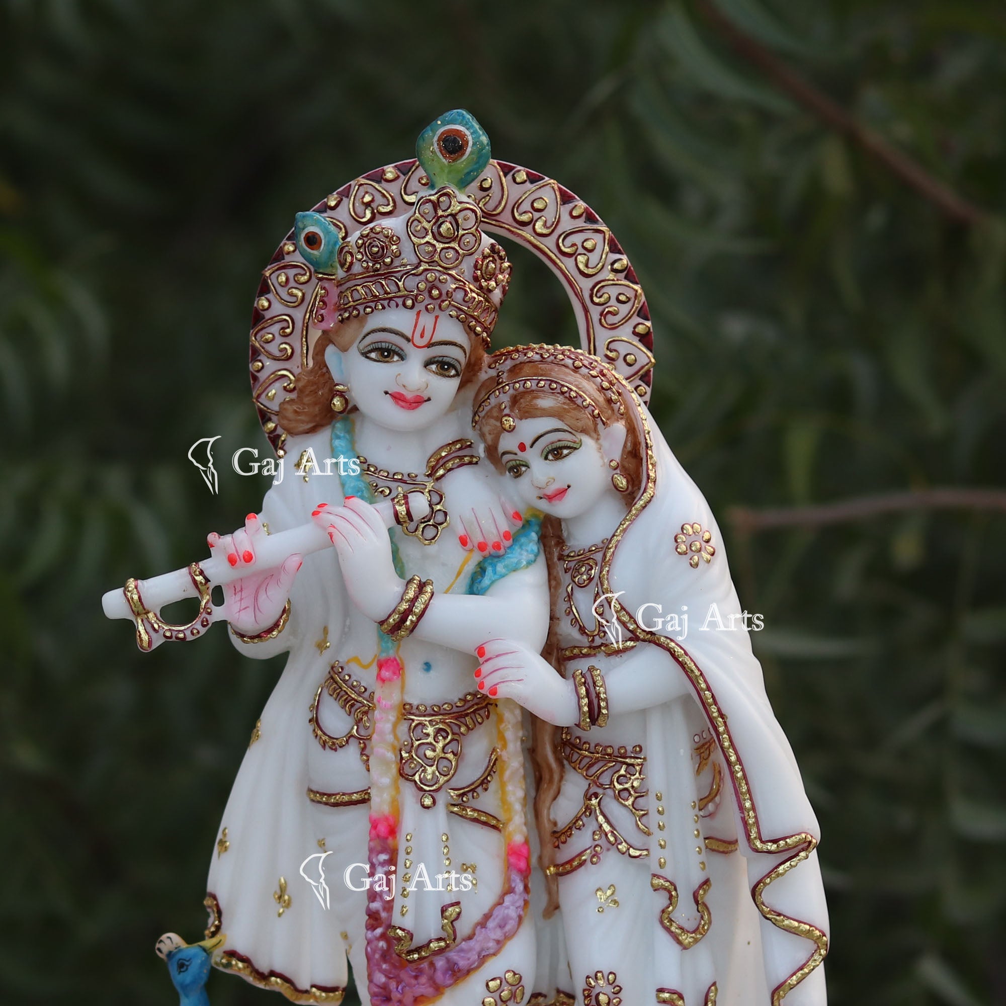 White Marble Ethiopia Radha Krishna Jugal Jodi Murti | 15 Inch
