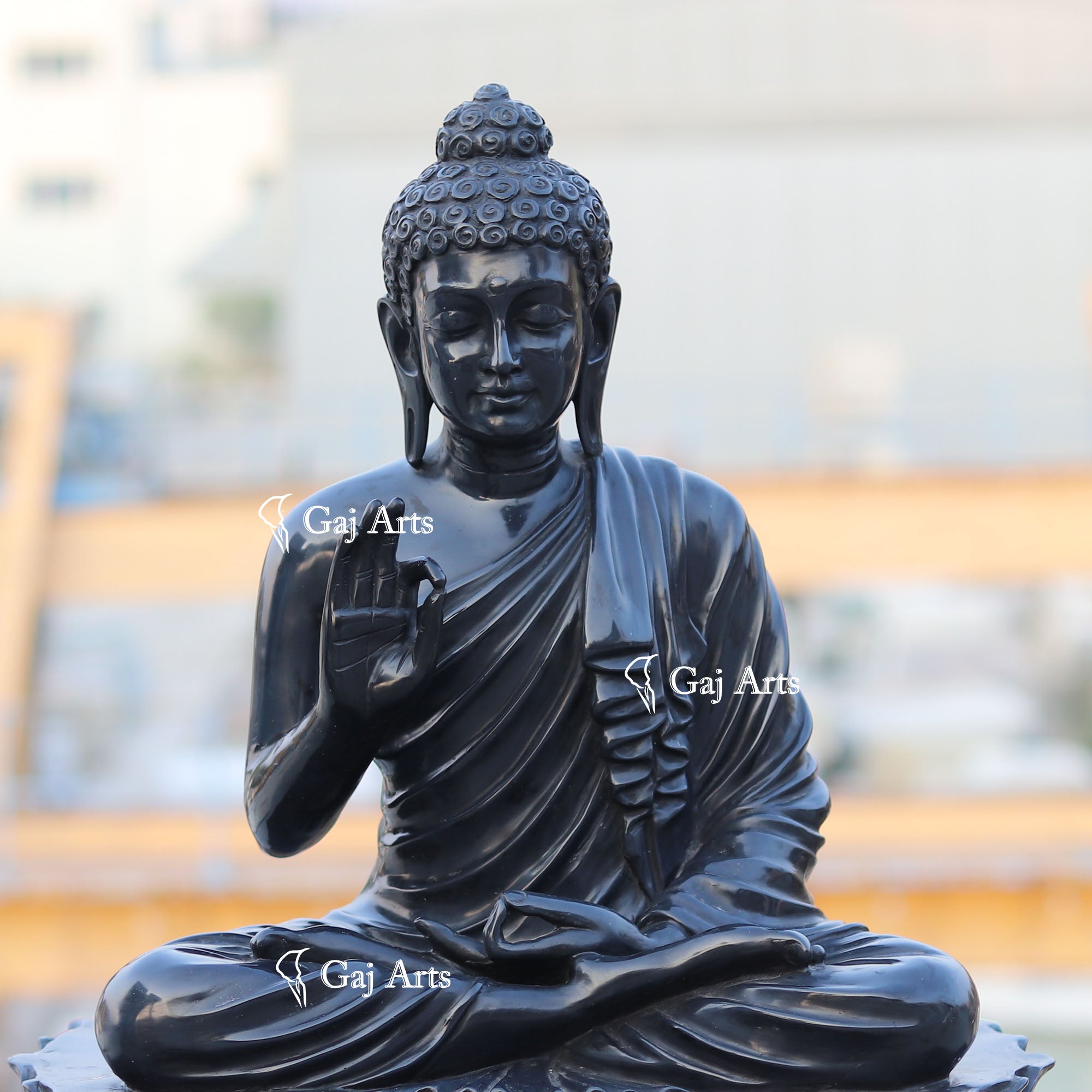 Black Marble Buddha Idol | 24 Inch