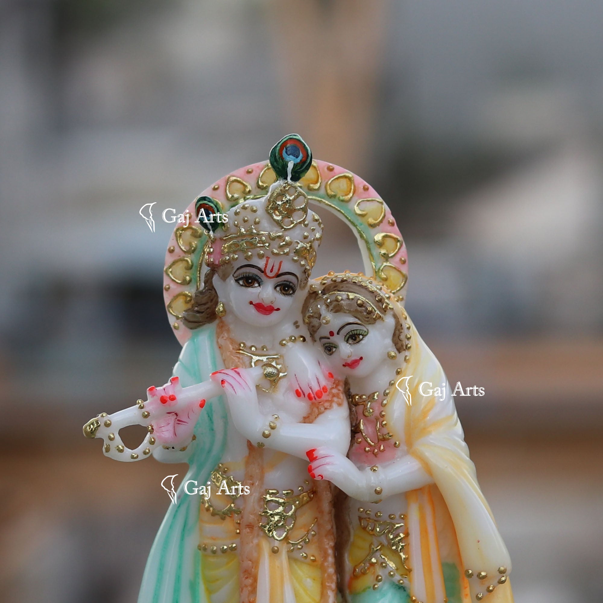 White Marble Radha Krishna Murti | 7 Inch