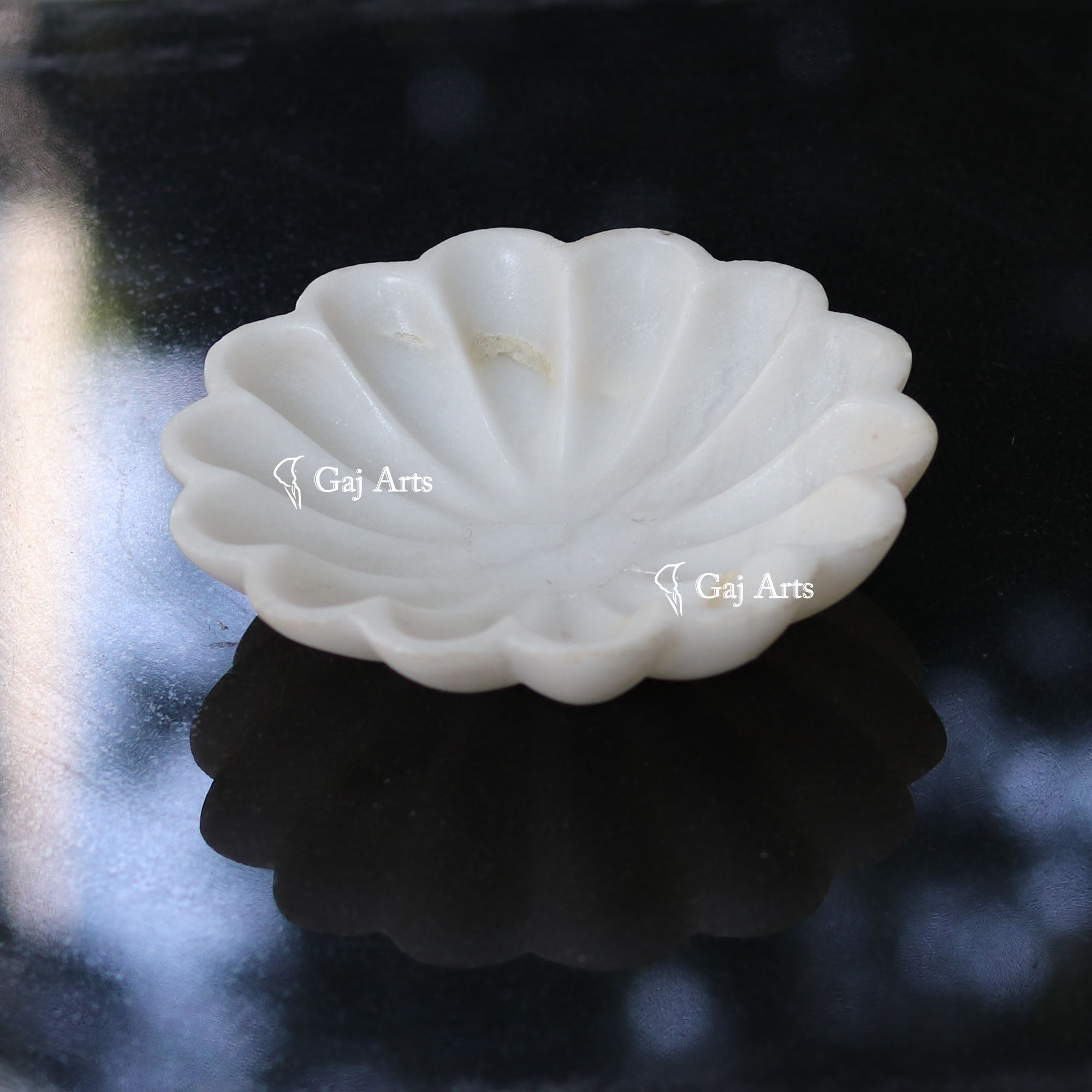 White Marble Artisan Flower Bowl | 6 Inch