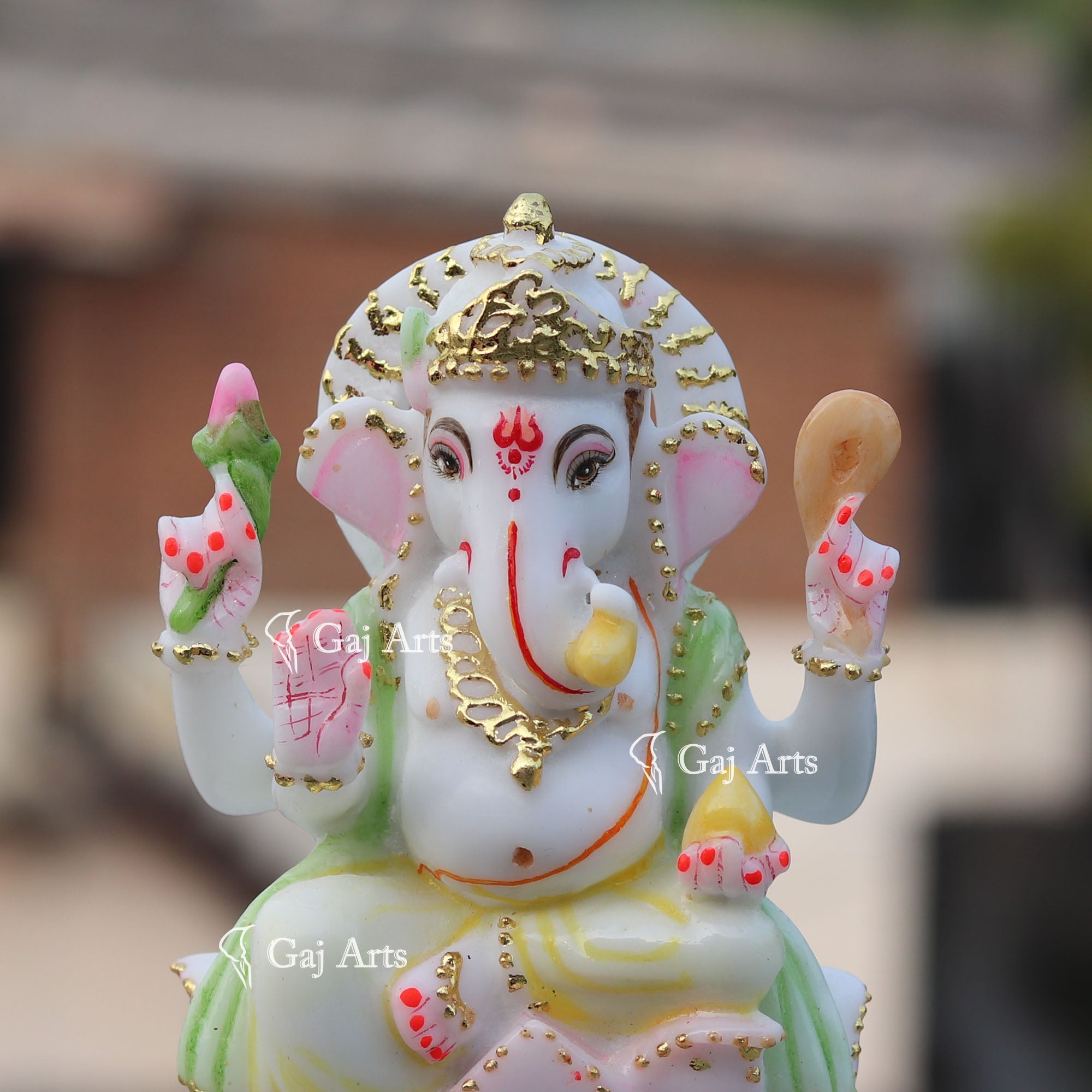 Ganpati Idol with Gold Foil Work | 7 Inch