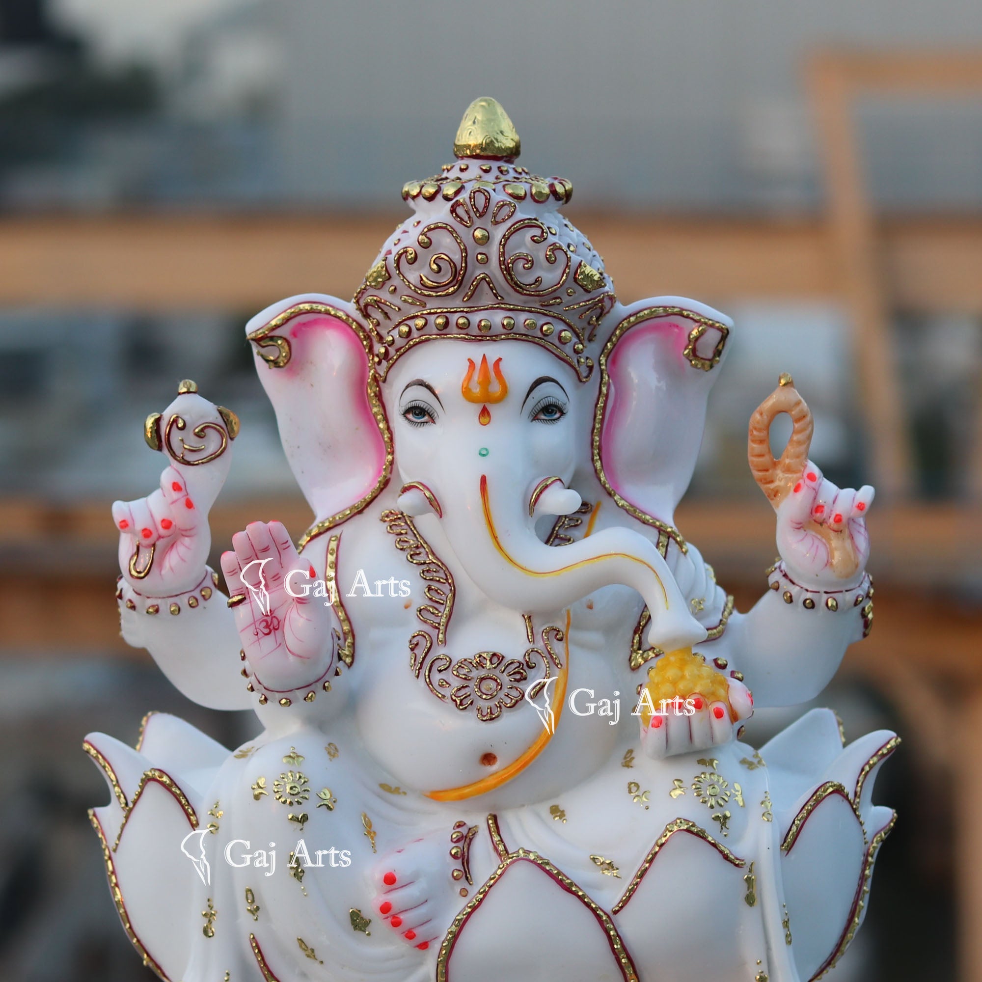 White Marble Ethiopia Ganesh Idol | 15 Inch