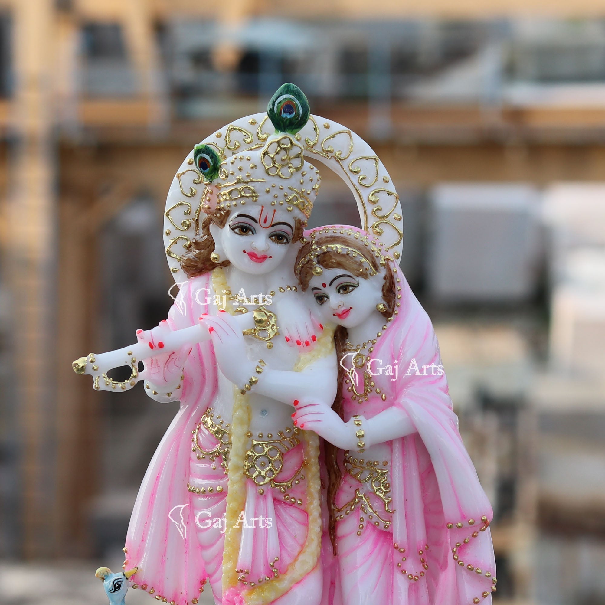 White Marble Radha Krishna Jodi | 12 Inch