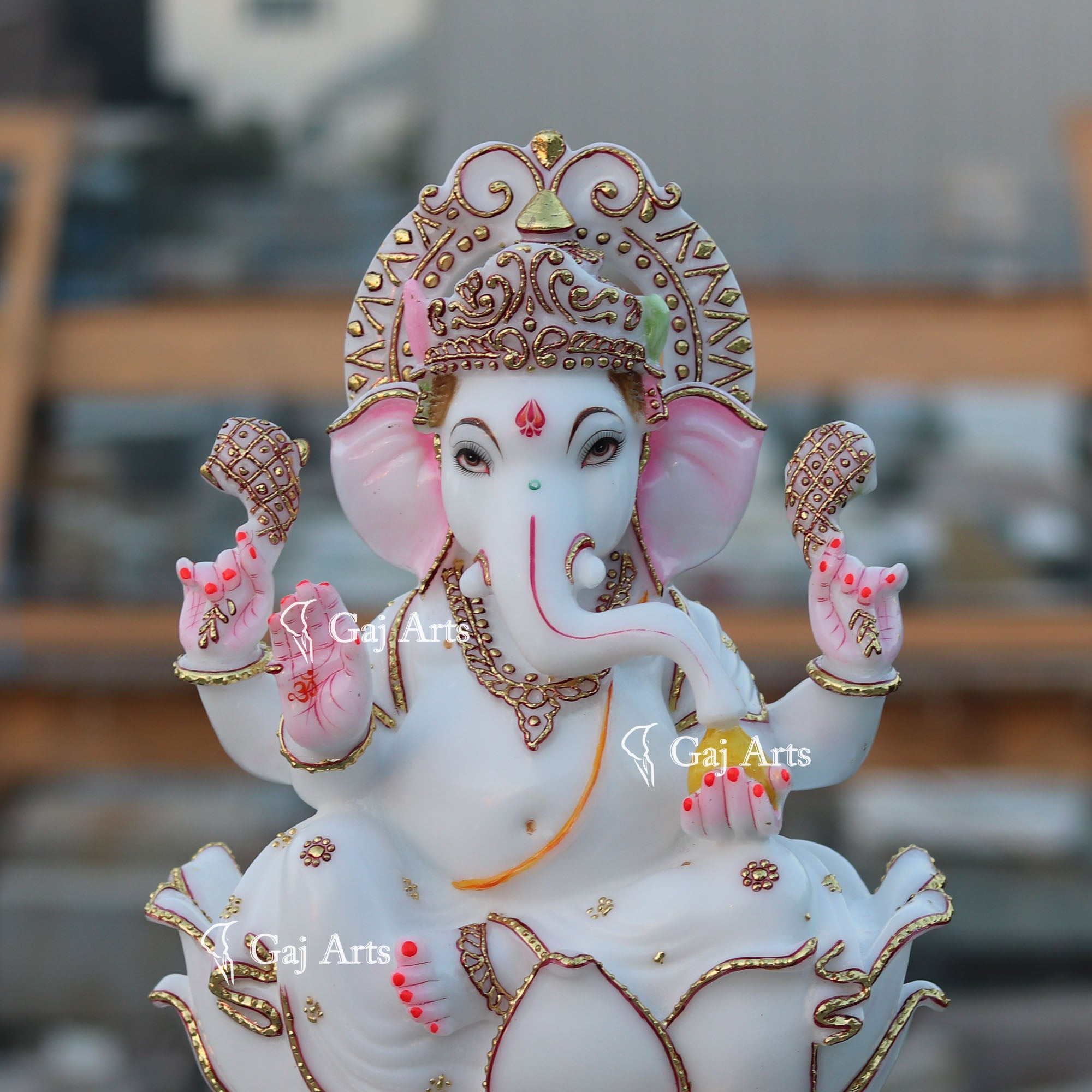 White Marble Ethiopia Ganesh Idol | 18 Inch