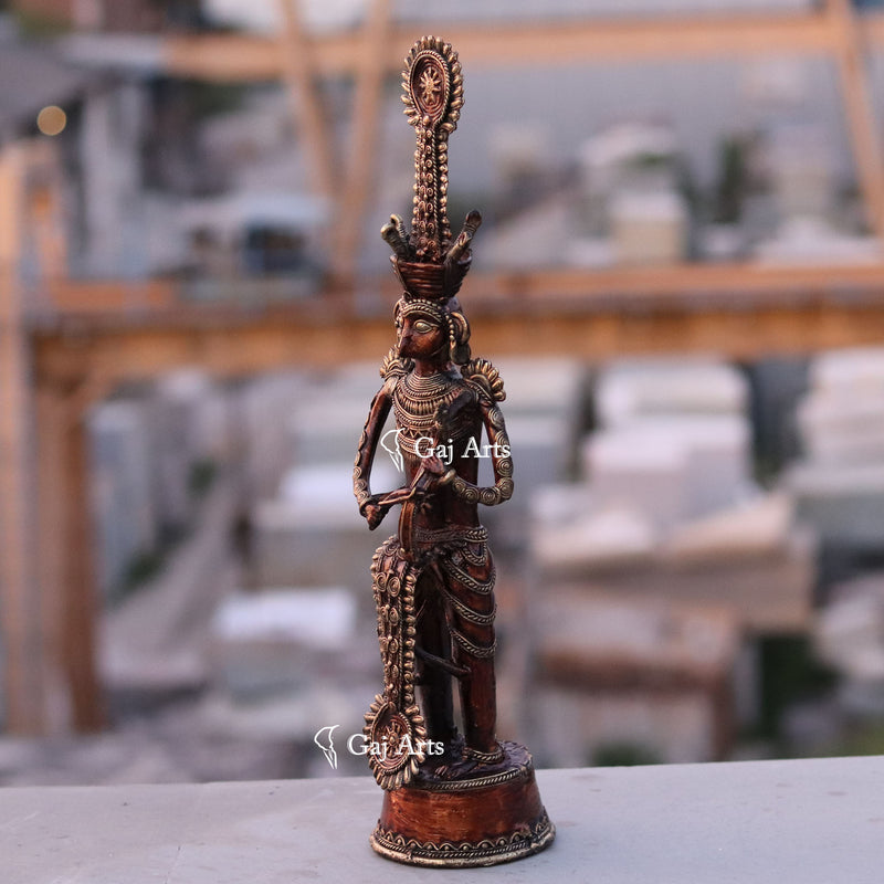 tribal god couple statues 17"