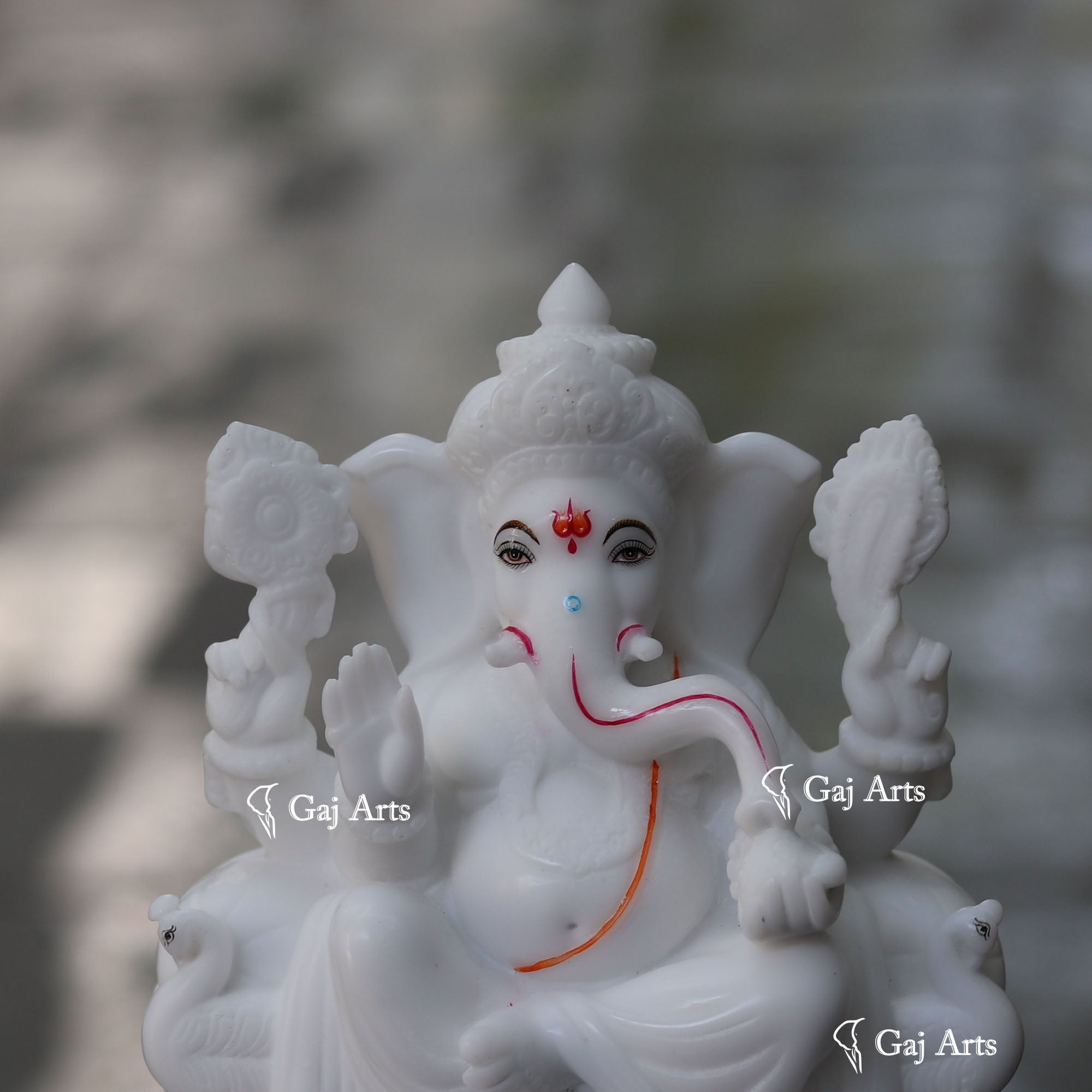 White Marble Ganesh Statue | 9 Inch