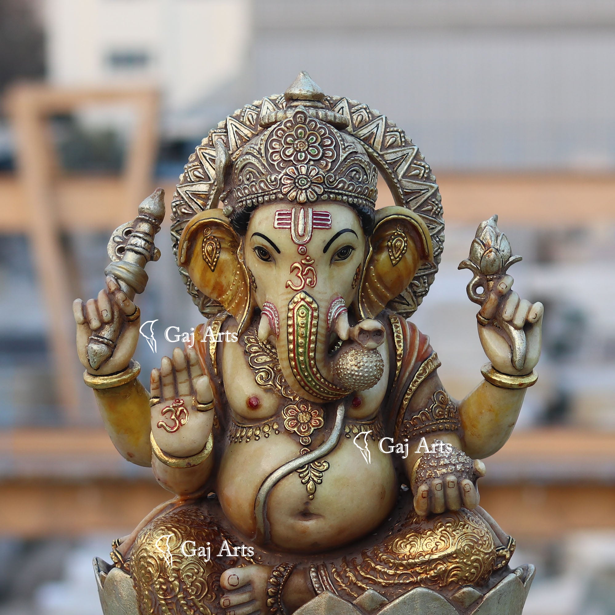 Super White Makrana Marble Ganesh Idol | 18 Inch