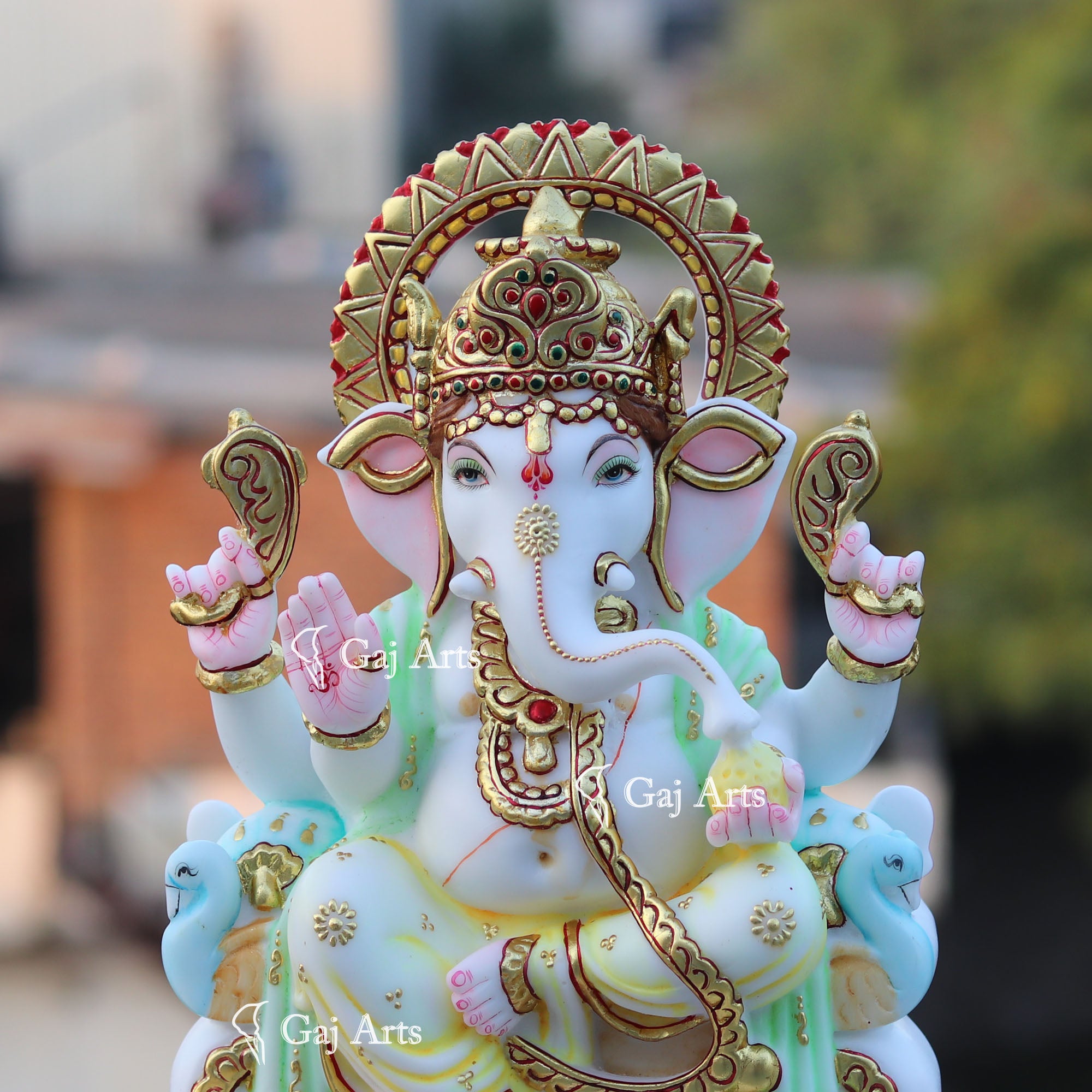 White Marble Ethiopia Ganesh Idol | 15 Inch