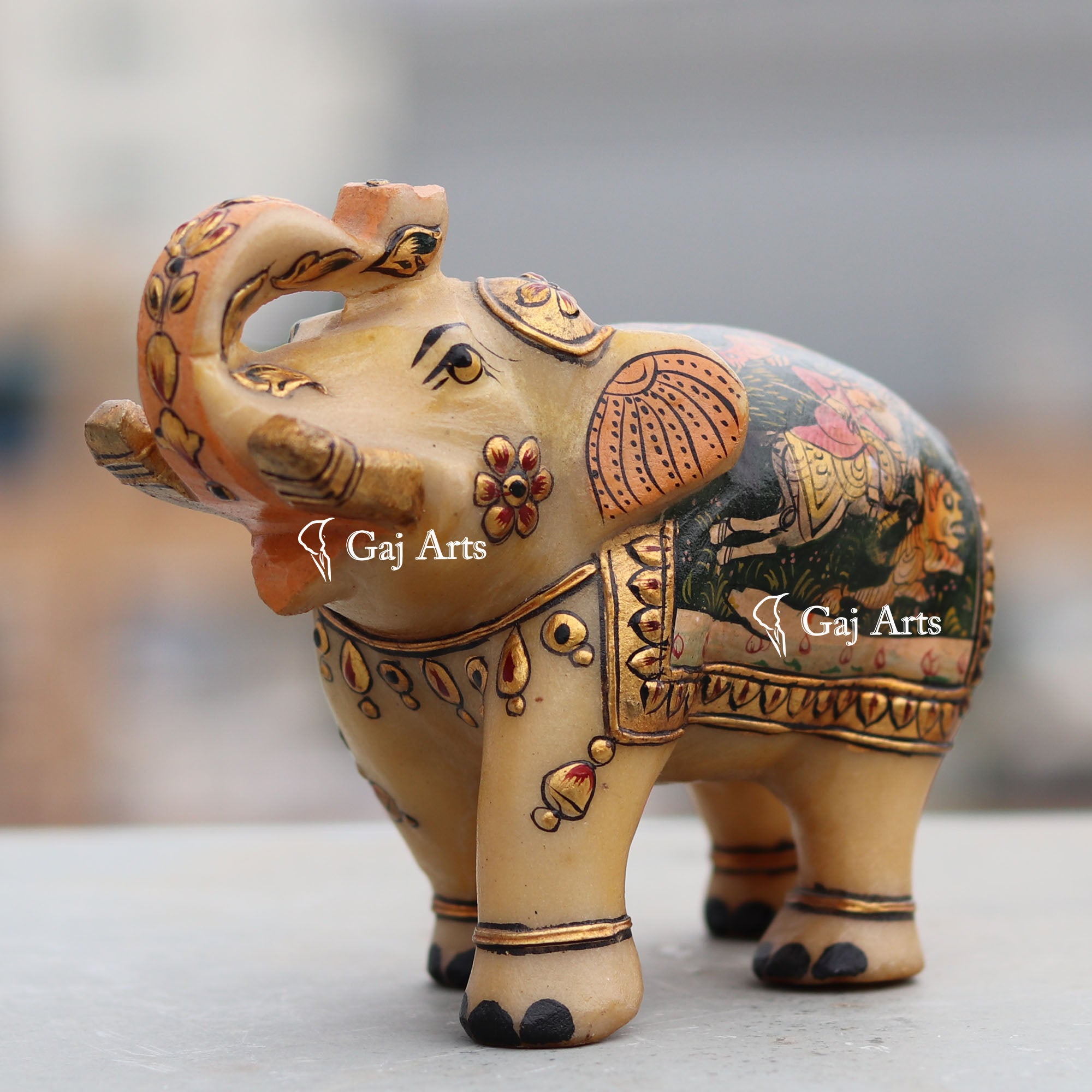 White Marble Elephant Statue | 5 Inch