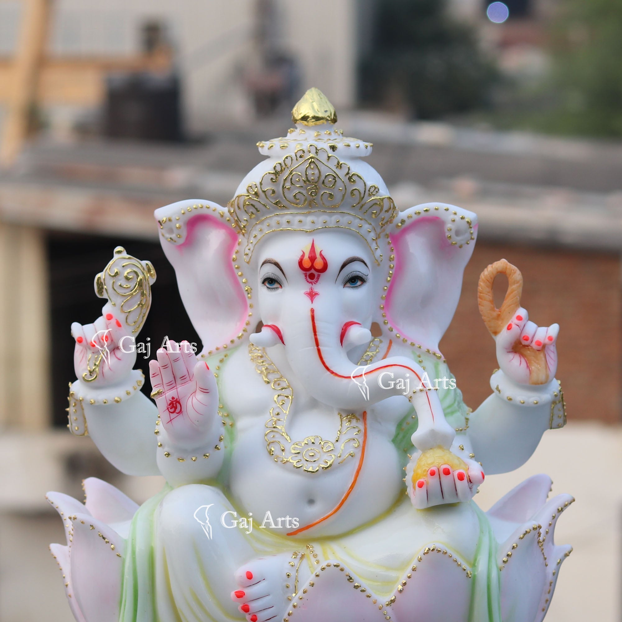 White Marble Ethiopia Ganpati Idol | 18 Inch