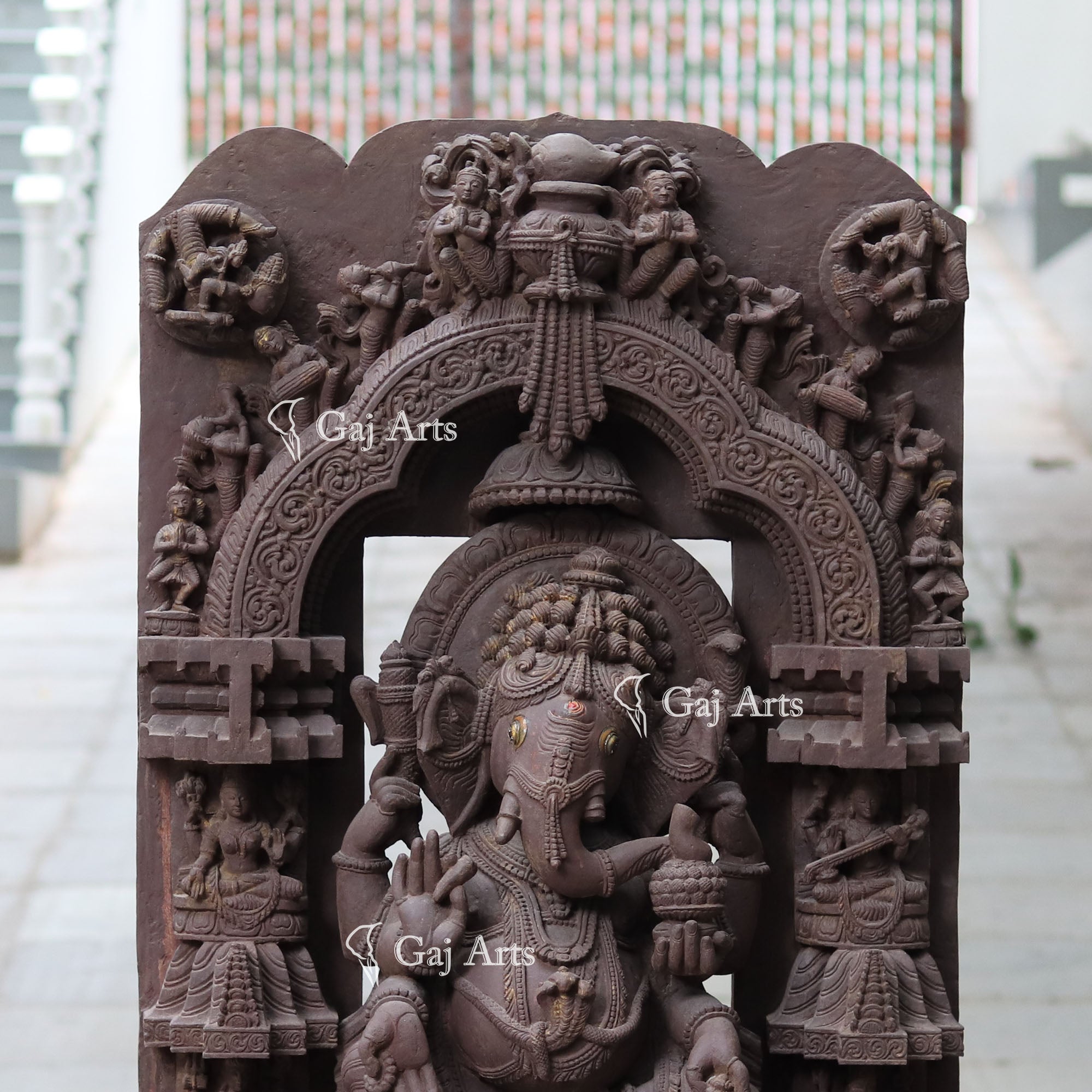 Antique Finish Sandstone Ganesh Statue | 48 Inch