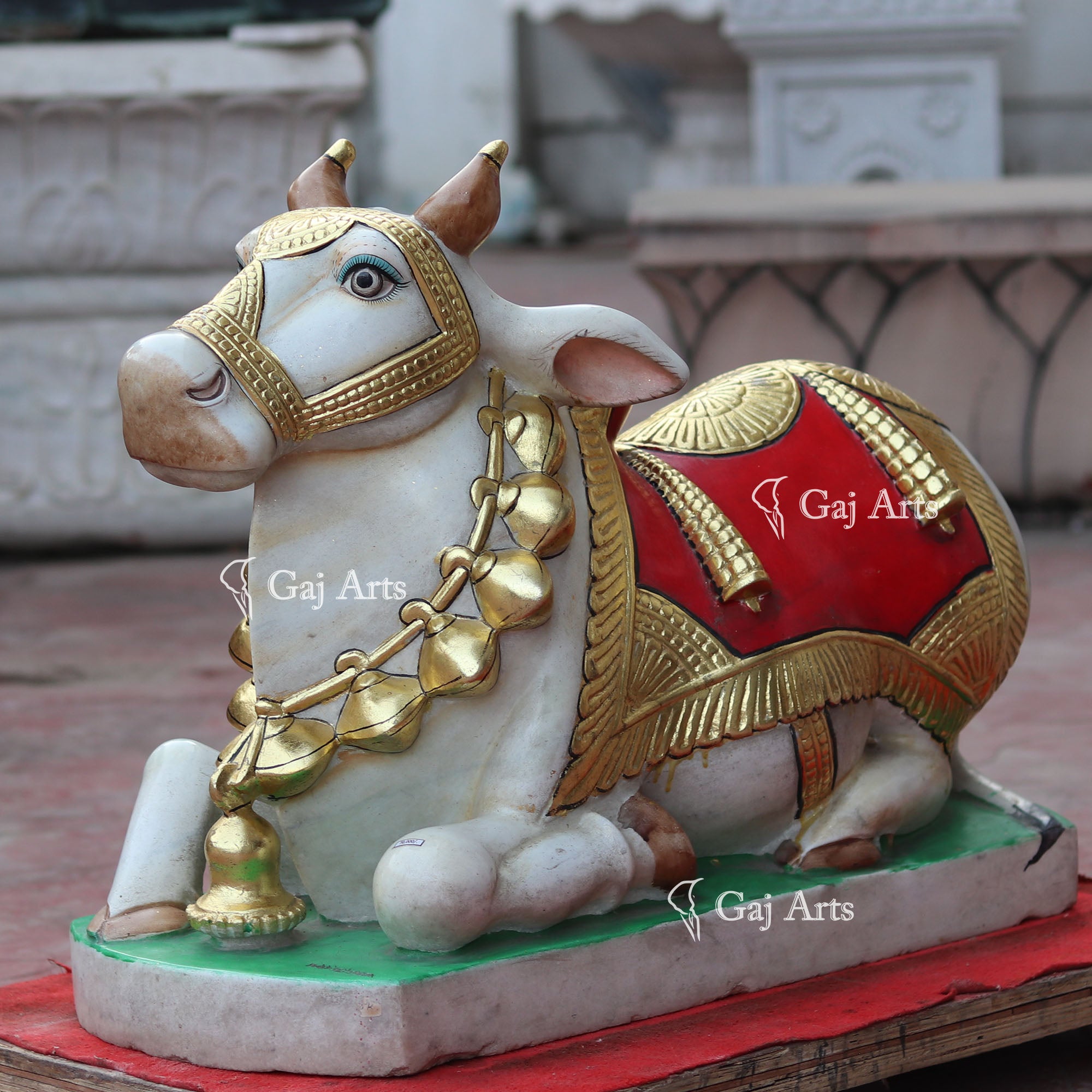 White Marble Nandi Idol | 27 Inch