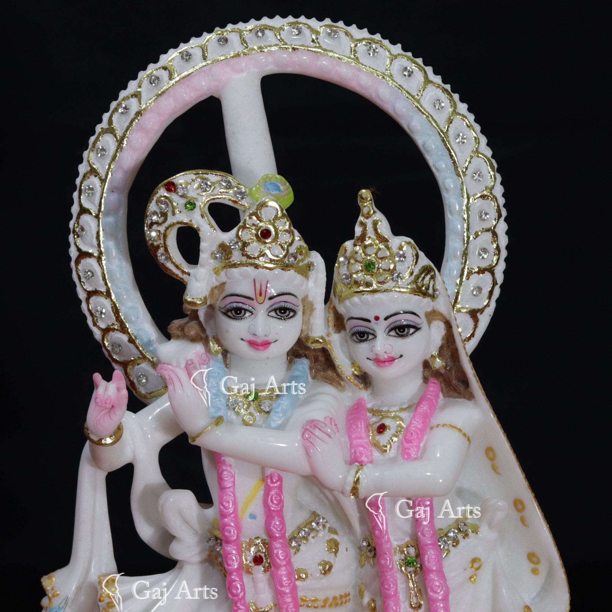 Super White Makrana Marble Radha Krishna Jugal Jodi Idol | 12 Inch
