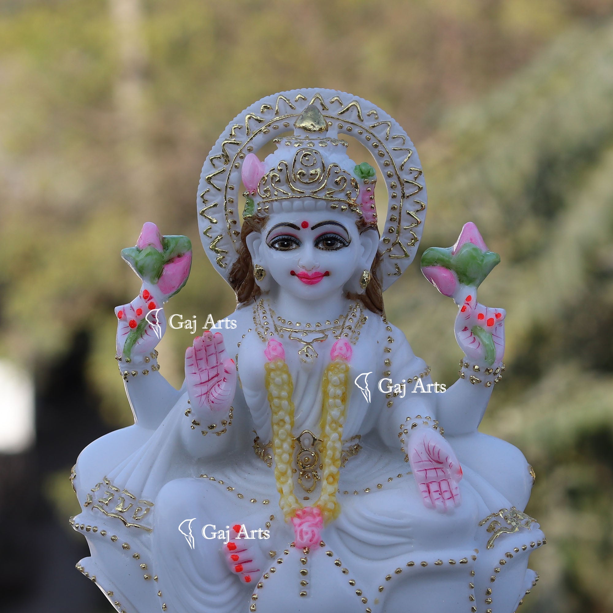 White Marble Lakshmi Mata Murti | 9 Inch
