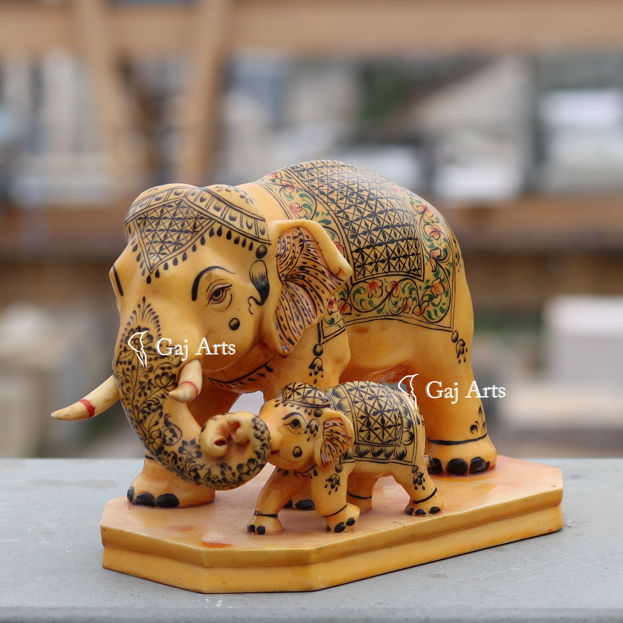 Marble Powder Elephant Statue | 8 Inch