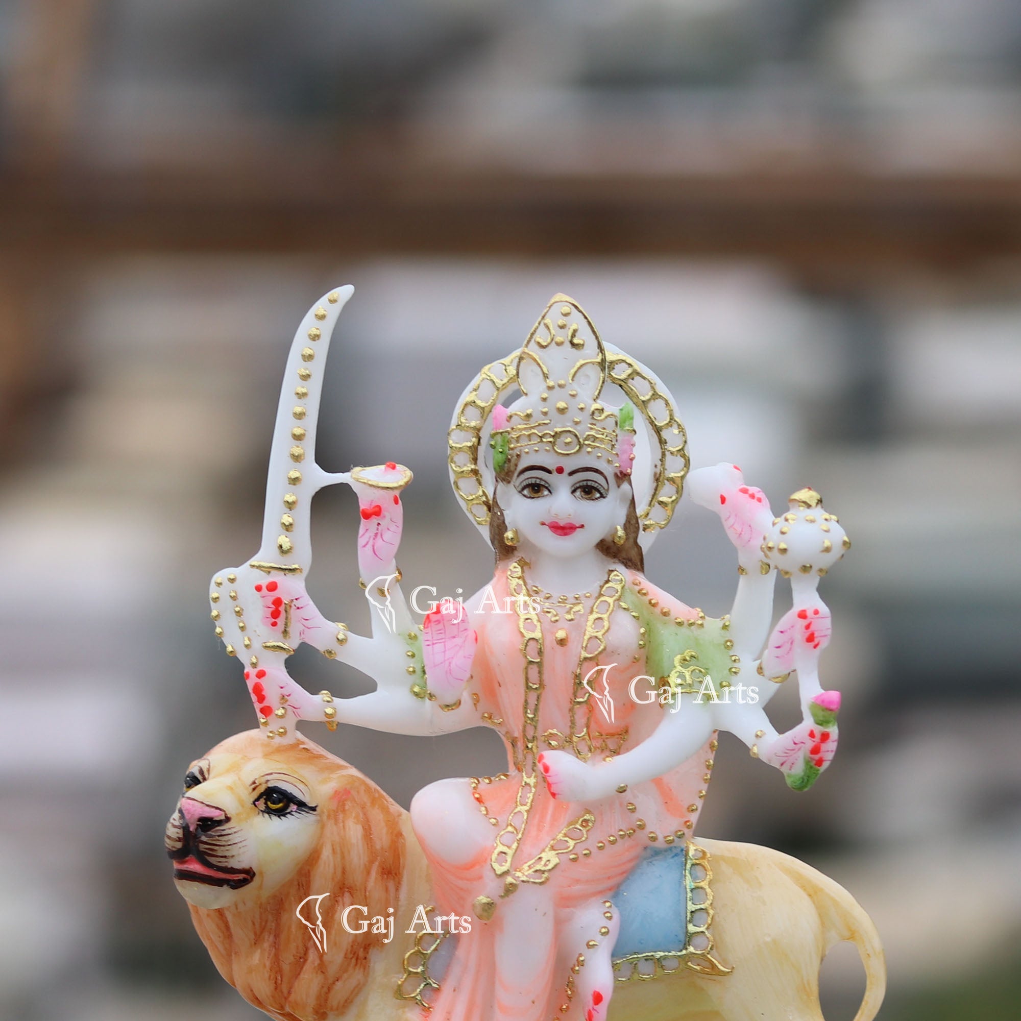 White Marble Durga Maa Idol | 7 Inch
