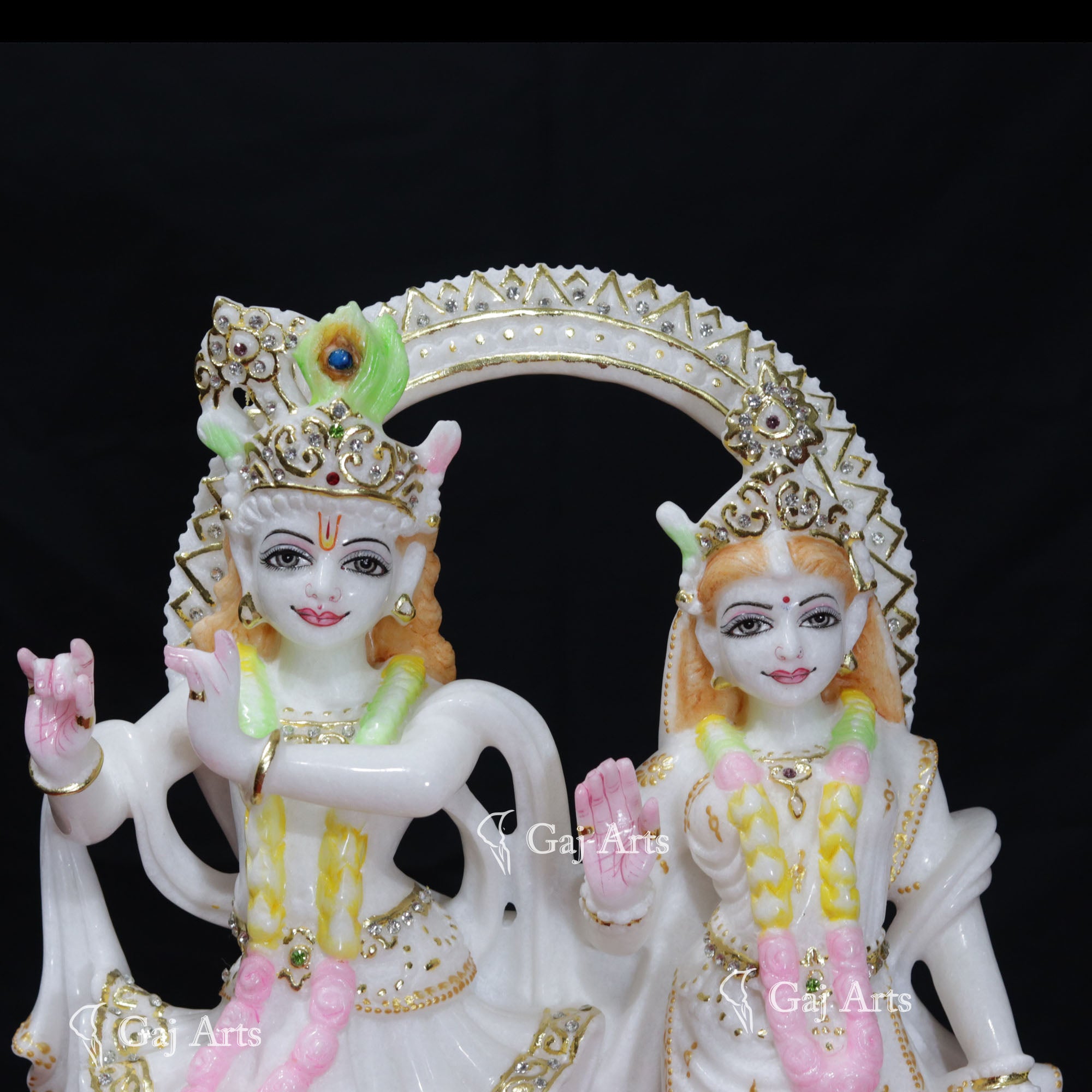 Super White Makrana Marble Radha Krishna Jugal Jodi Murti | 15 Inch