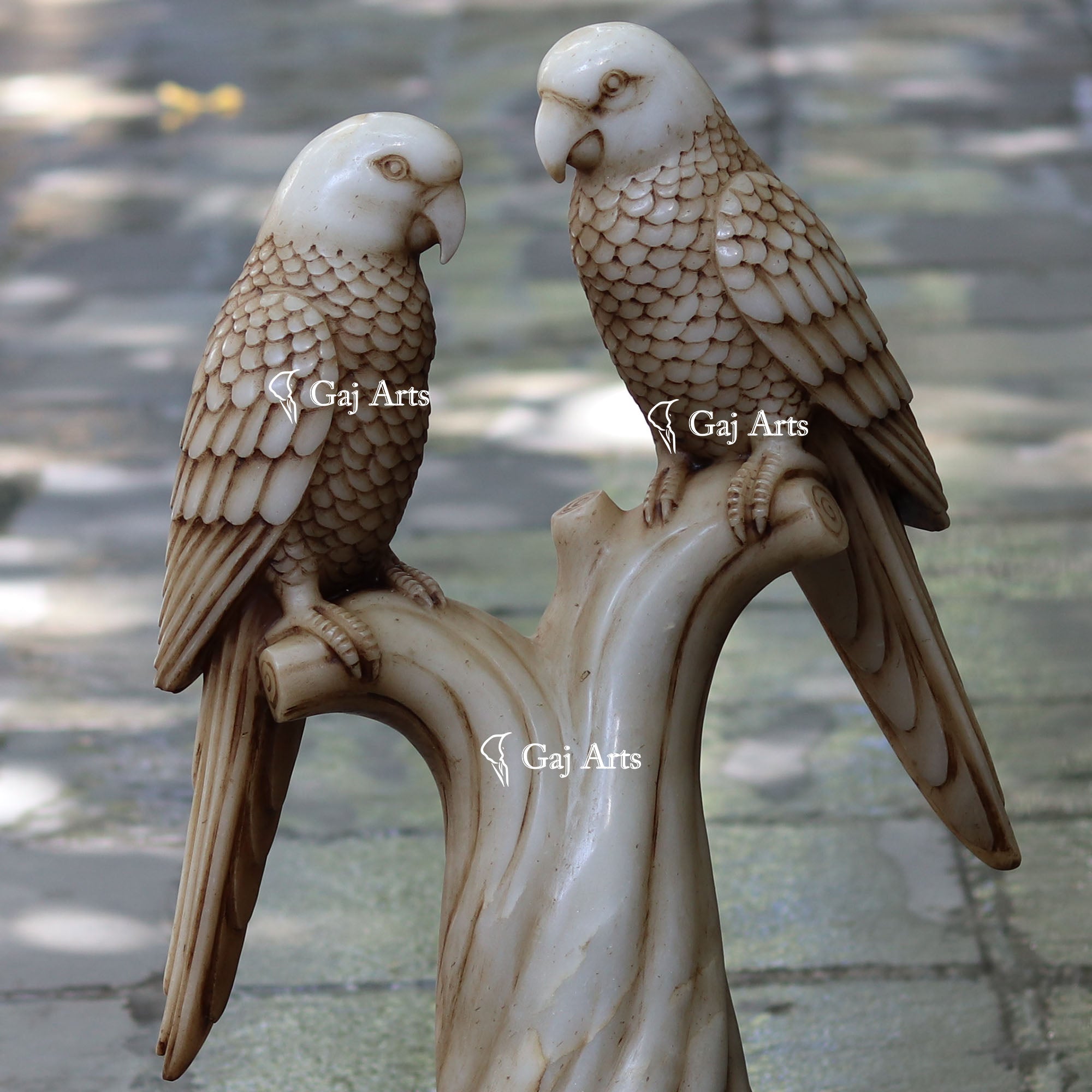 White Marble Parrots| 30 Inch