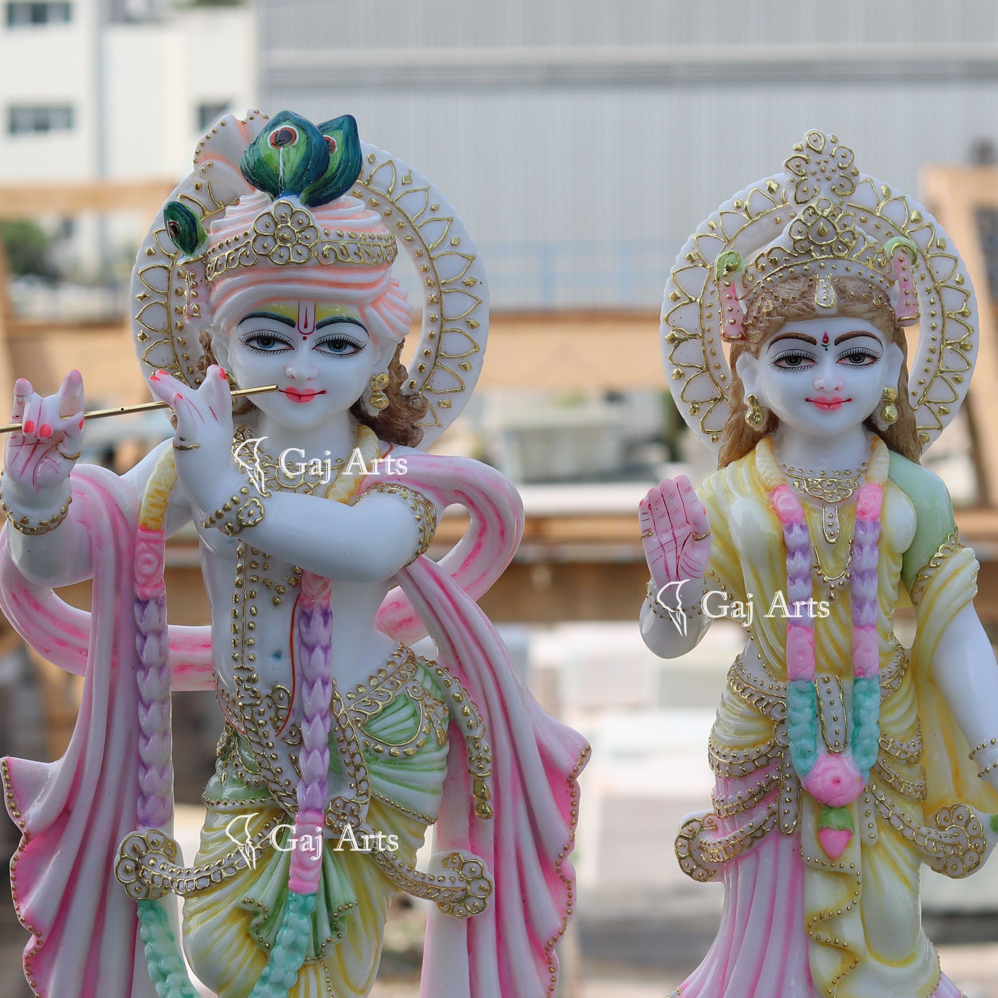 White Marble Ethiopia Radha Krishna Idol | 24 Inch