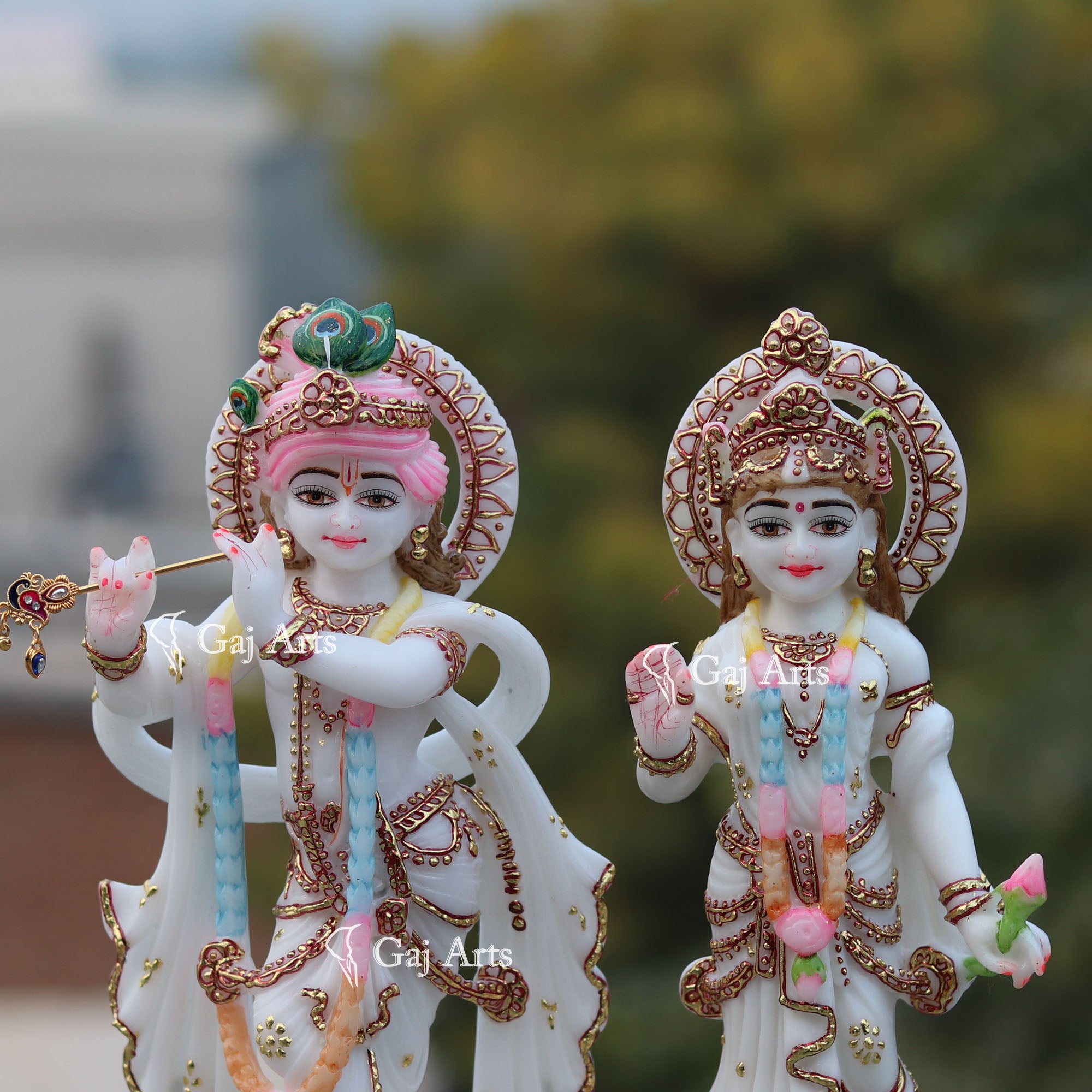 White Marble Radha Krishna Jodi | 12 Inch