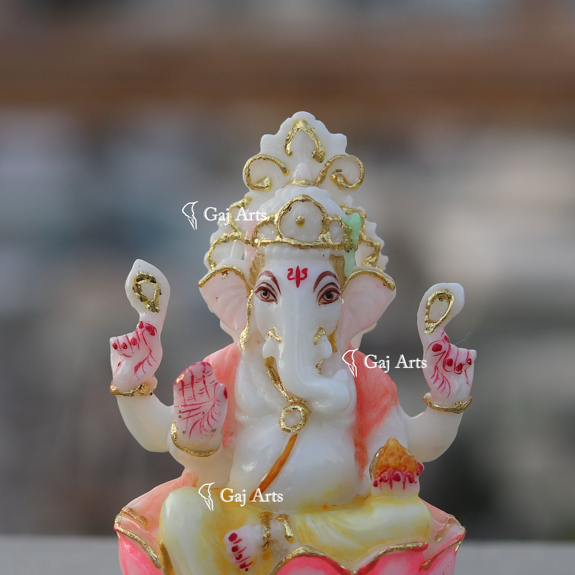 White Ethiopia Marble Ganesh Murti | 4 Inch