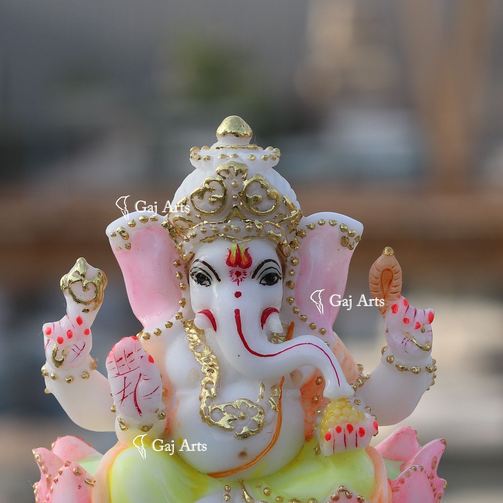 White Marble  Ethiopia Ganesh Murti | 5 Inch