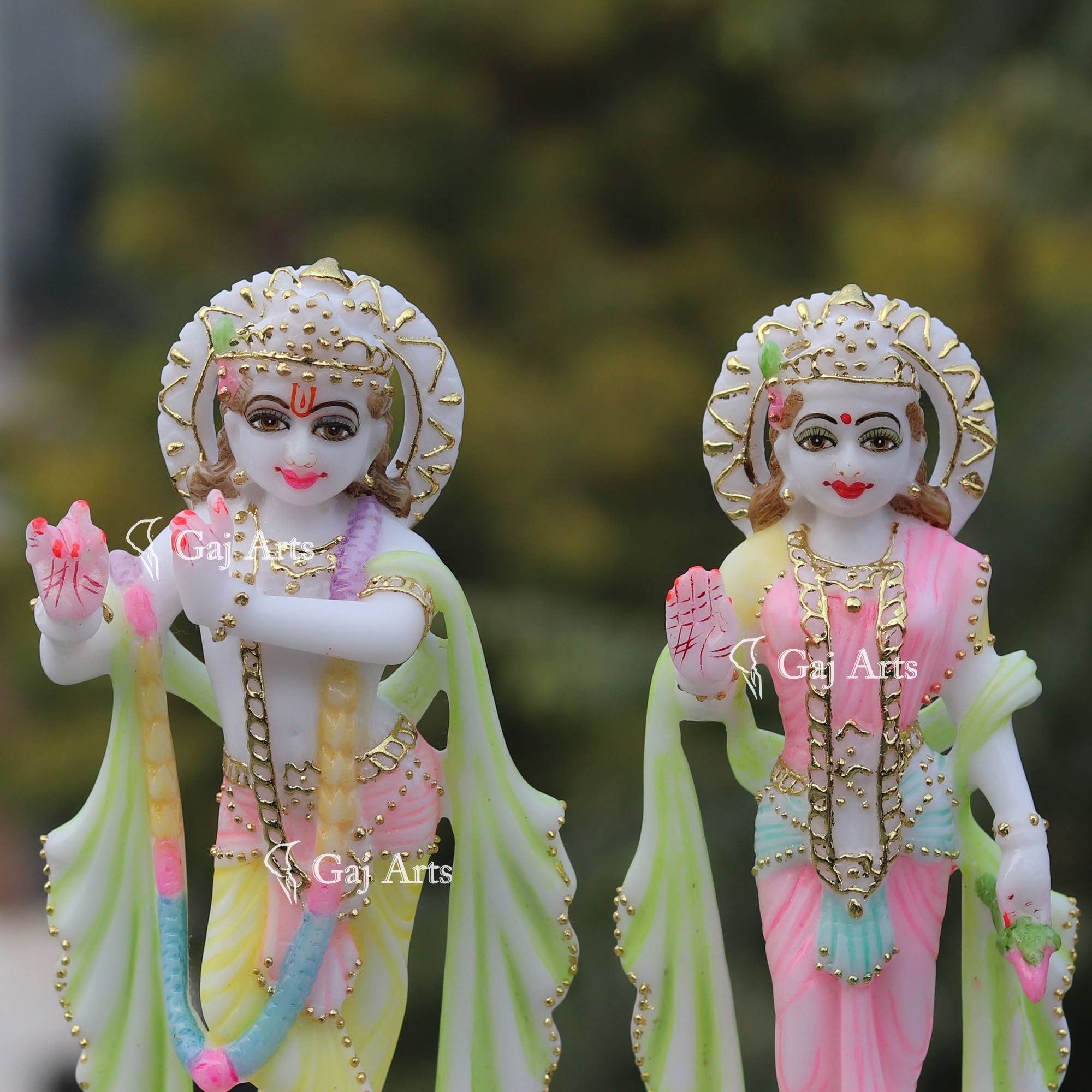 White Marble Ethiopia Radha Krishna Idol | 9 Inch