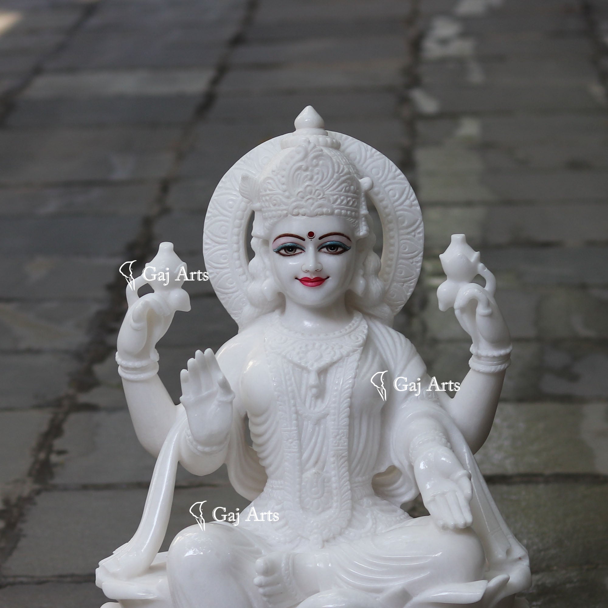 White Marble Lakshmi Mata Murti | 27 Inch