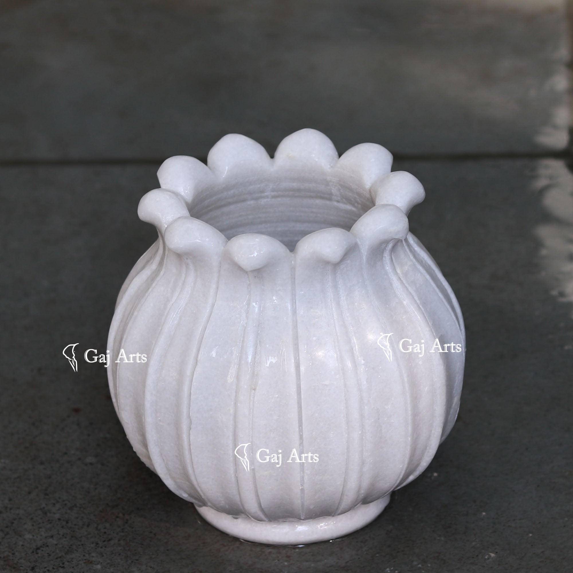 White Marble Decorative Flower Bowl | 7 Inch