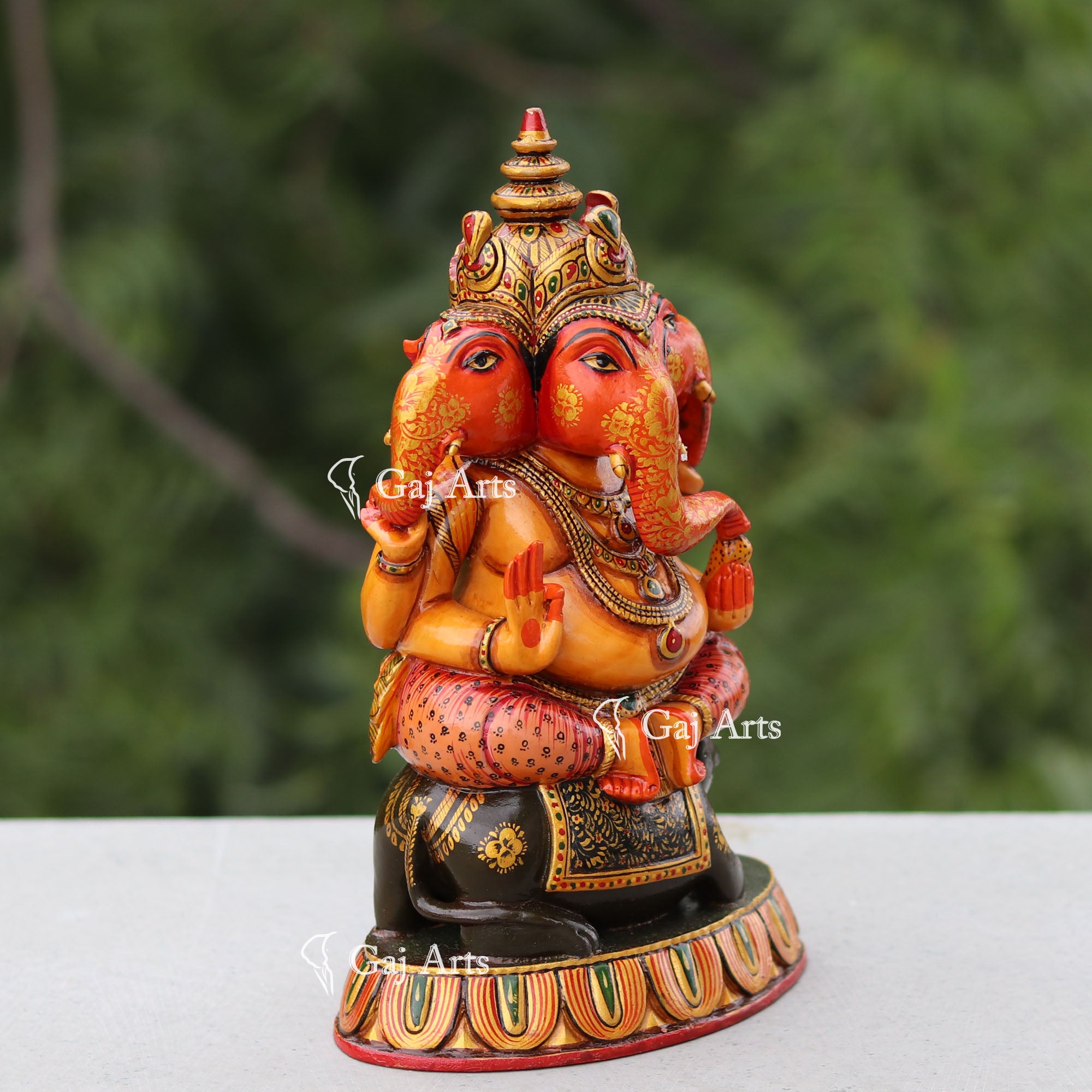 Handcrafted Wooden Ganesh Statue | 9 Inch