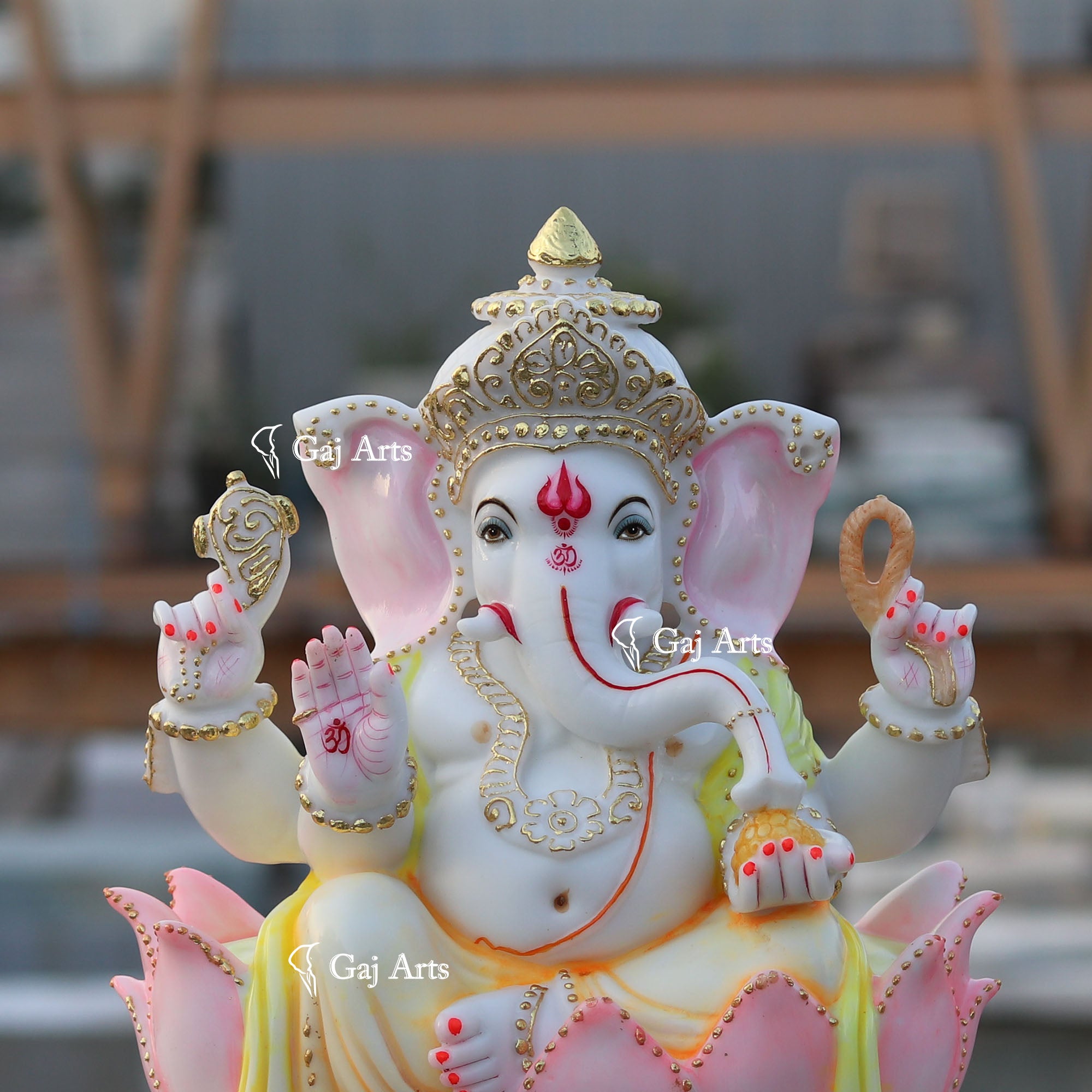 White Marble Ethiopia Ganesh Idol | 18 Inch