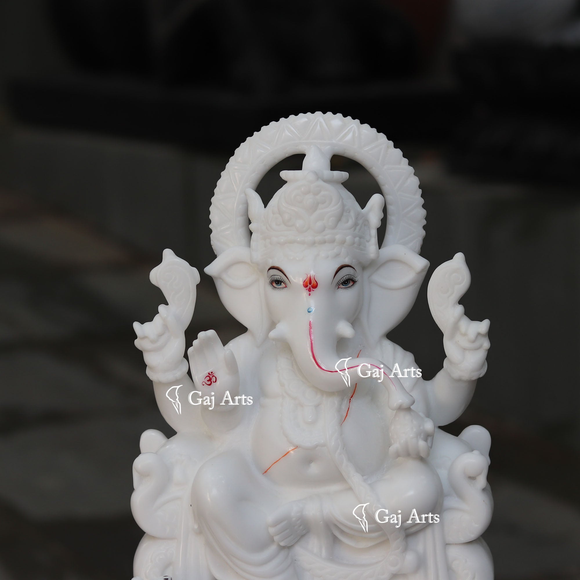 White Marble Ethiopia Ganesh Idol | 15 Inch