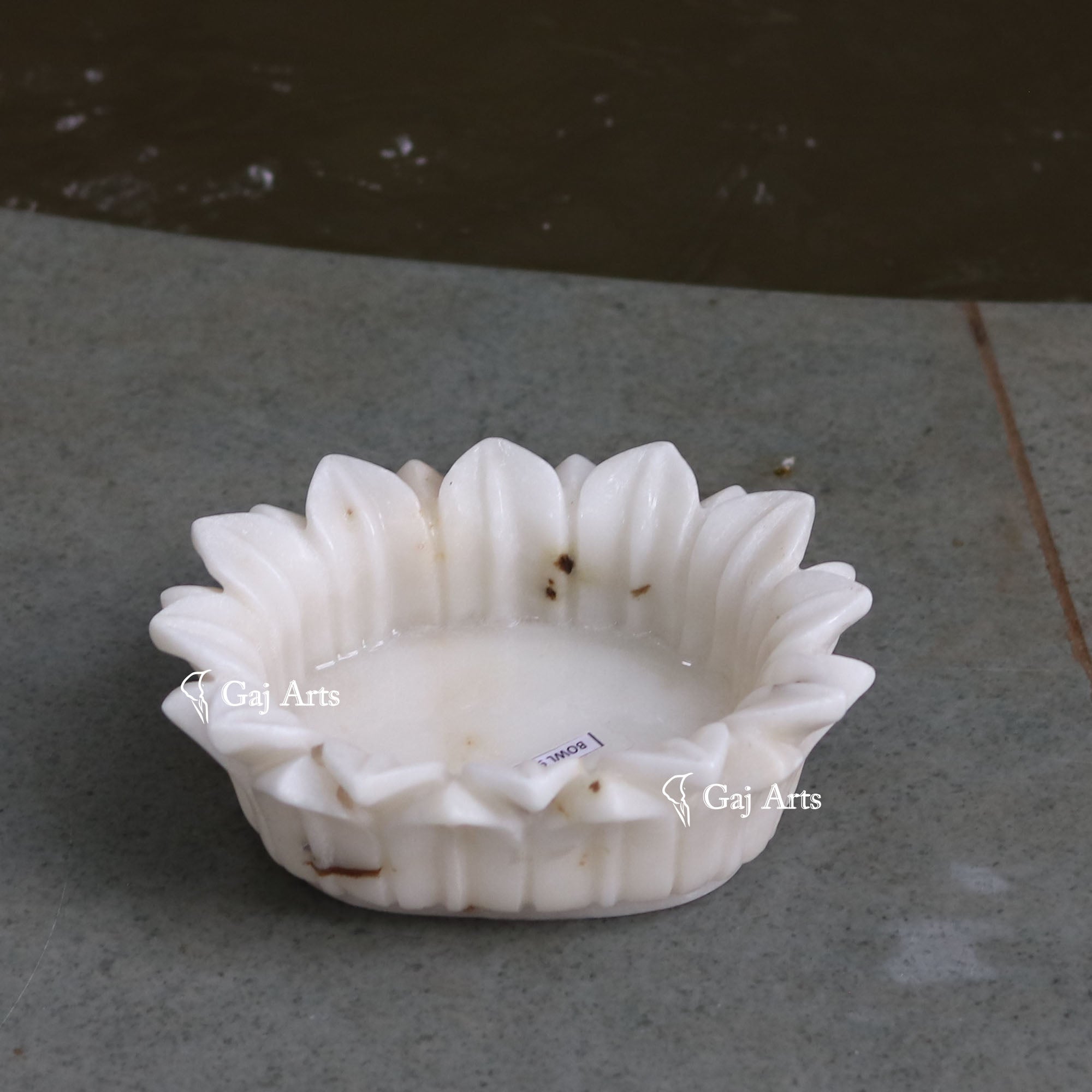 White Marble Hand-Finished Flower Bowl | 6 Inch