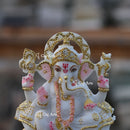 Marble Ganesh Idol with Gold Detailing | 7 Inch