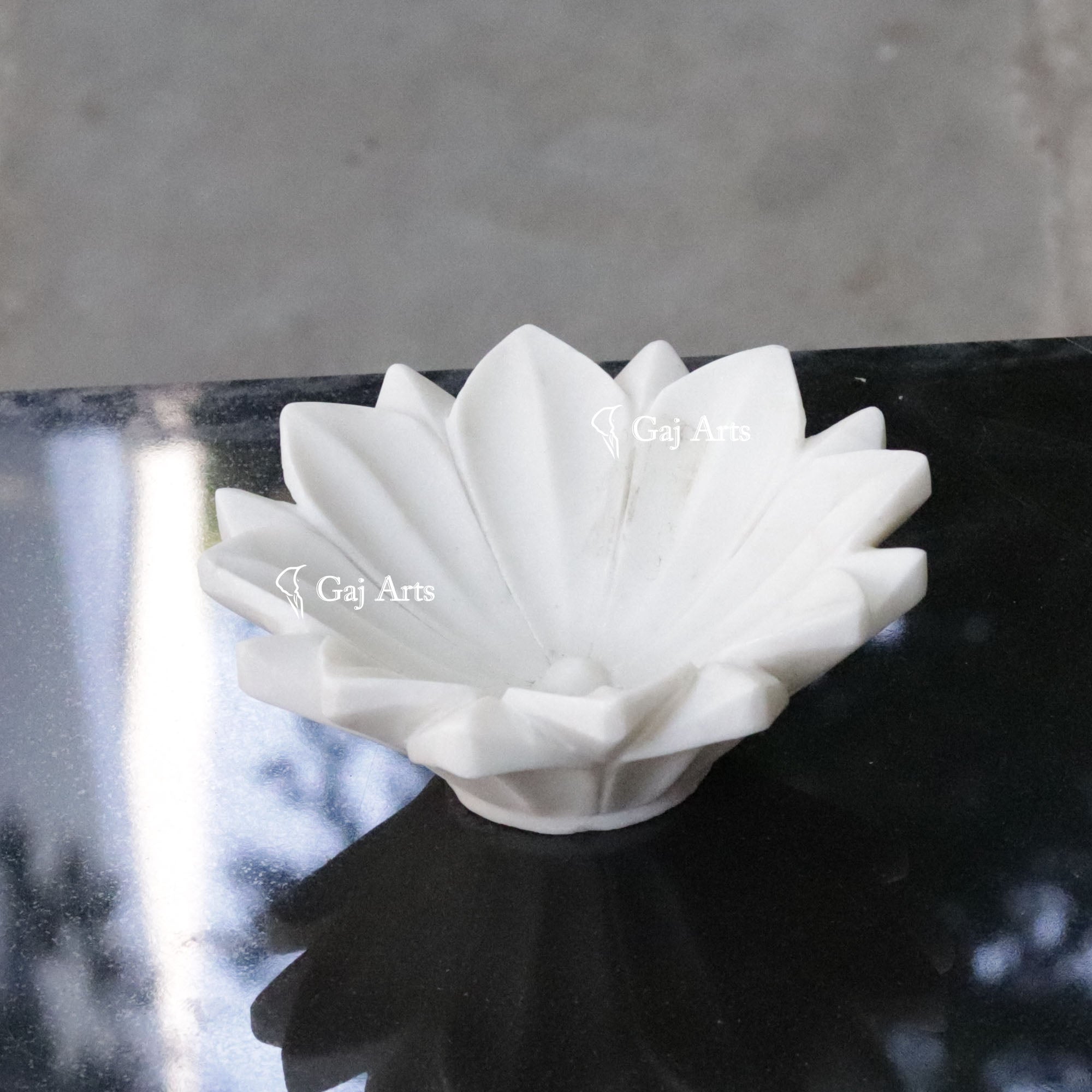 Rajasthan White Marble Mini Flower Uruli | 9 Inch