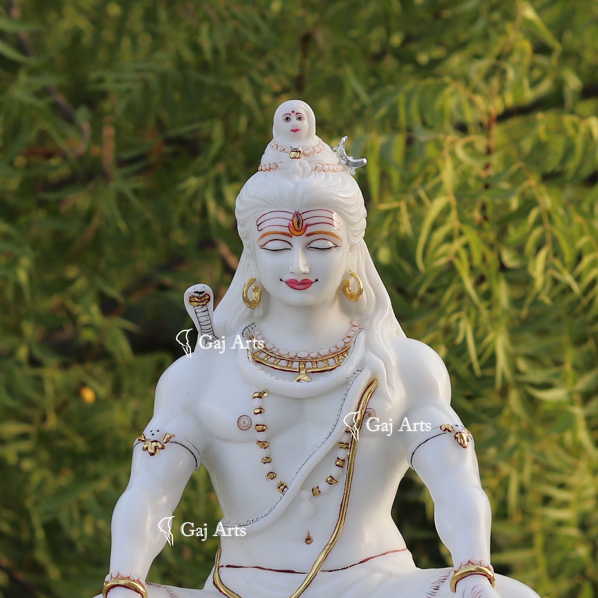 White Marble Ethiopia Shiva Statue | 18 Inch
