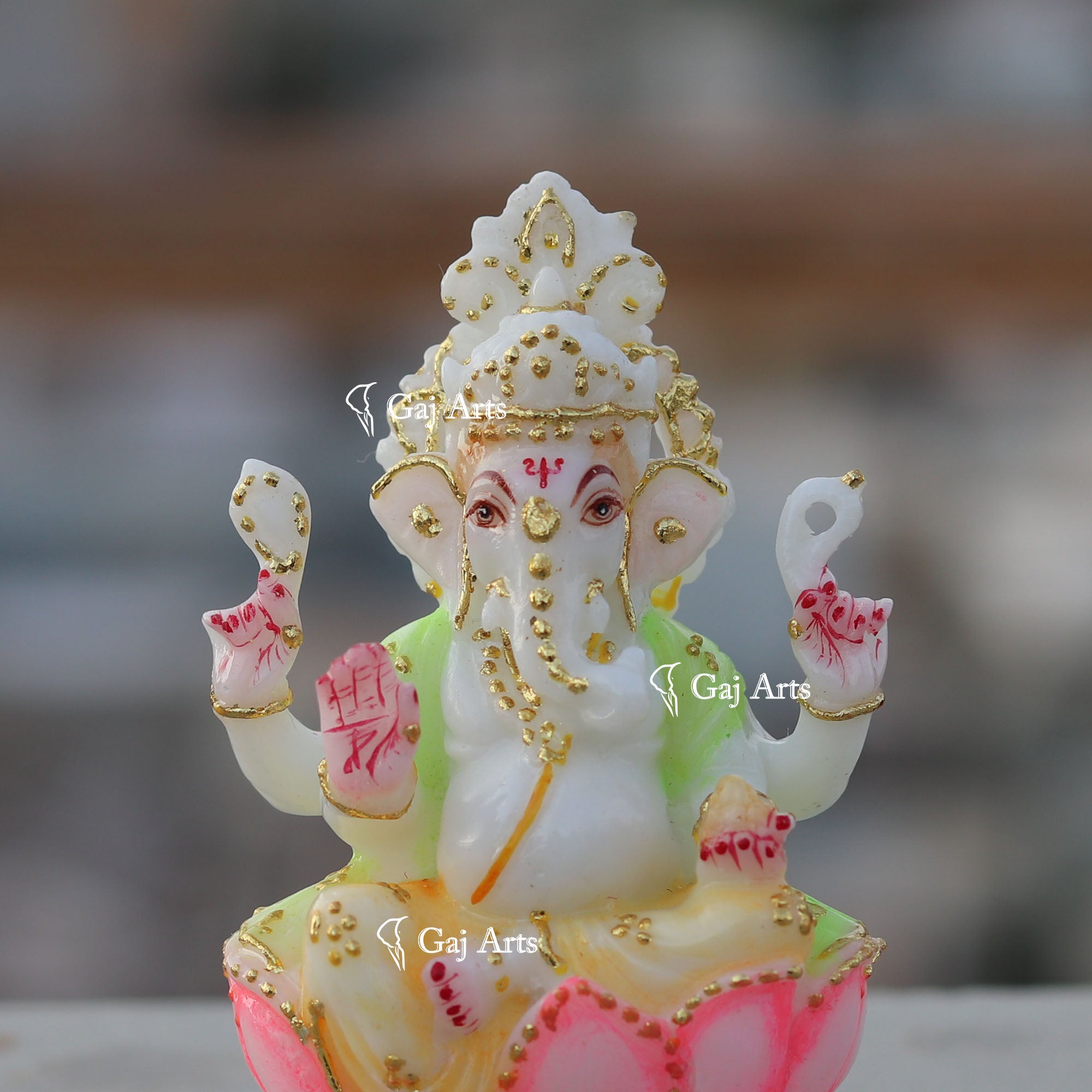 White Ethiopia Marble Ganesh Murti | 4 Inch