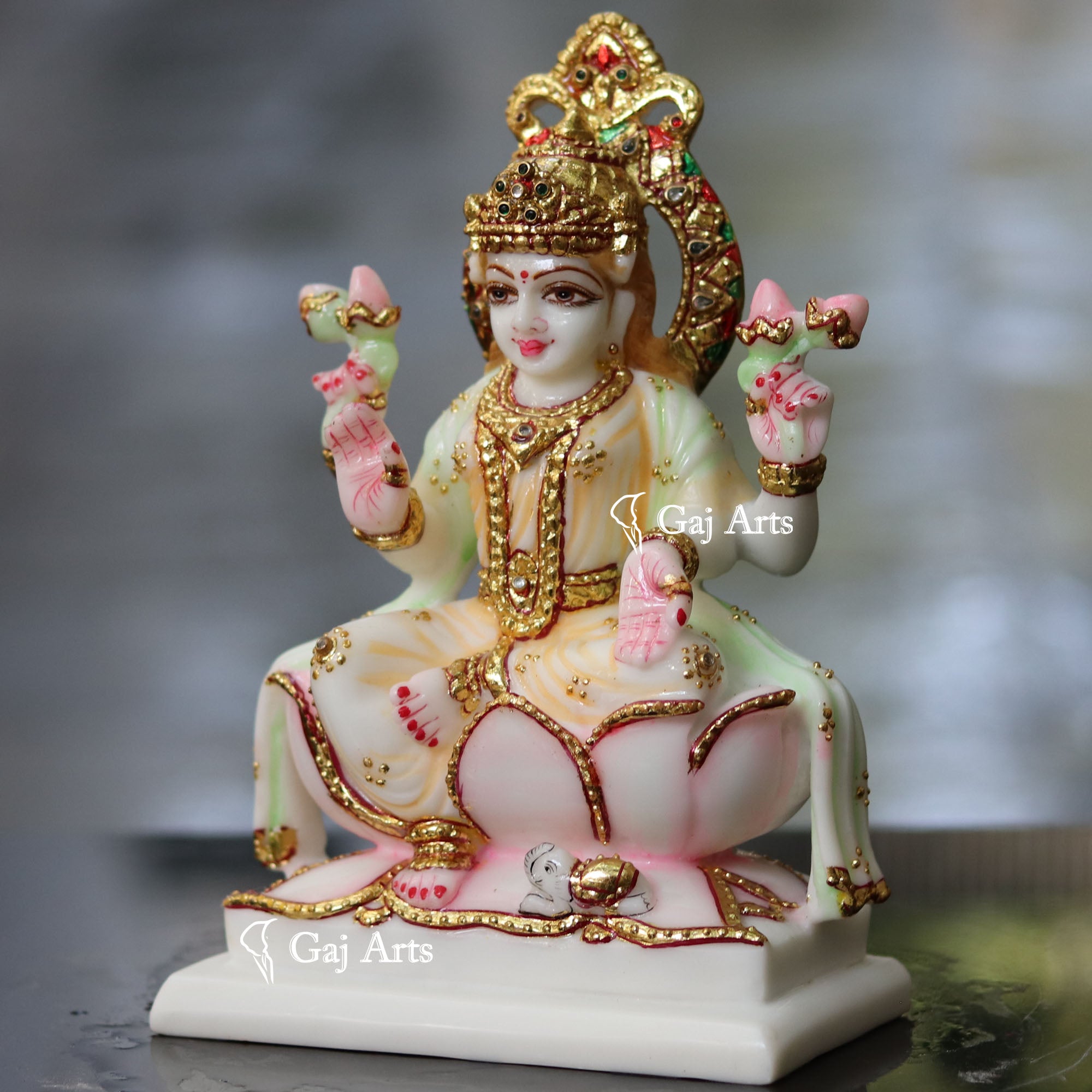 White Marble Lakshmi Mata Statue | 8 Inch