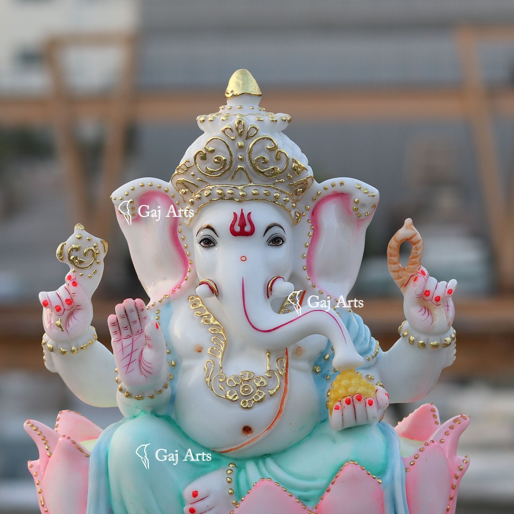 White Marble Ethiopia Ganesh Idol | 15 Inch