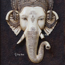 White  Antique Finish  Ganpati Face Wall Panel | 48 Inch