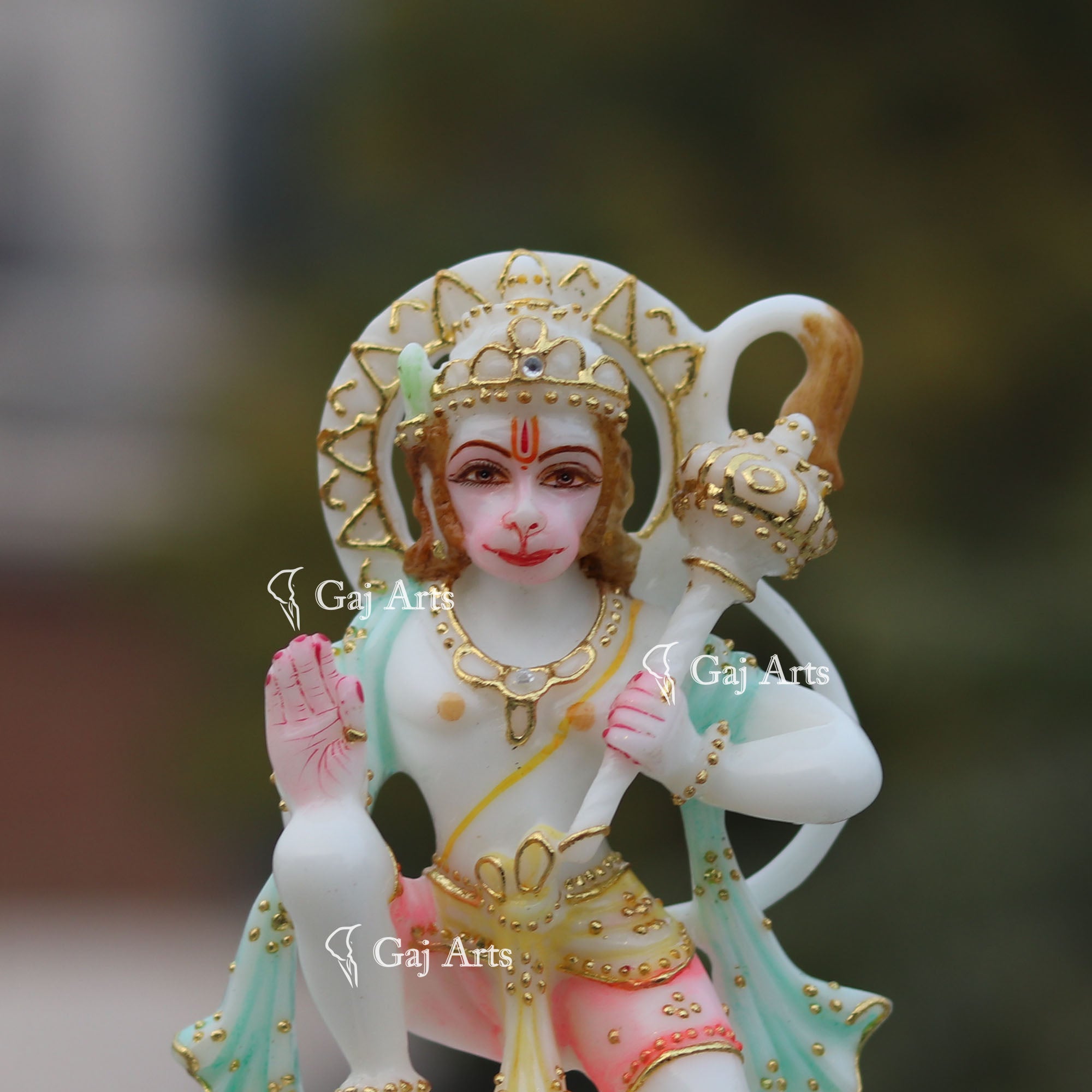 White Ethiopia Marble Hanuman Ji Idol | 6 Inch