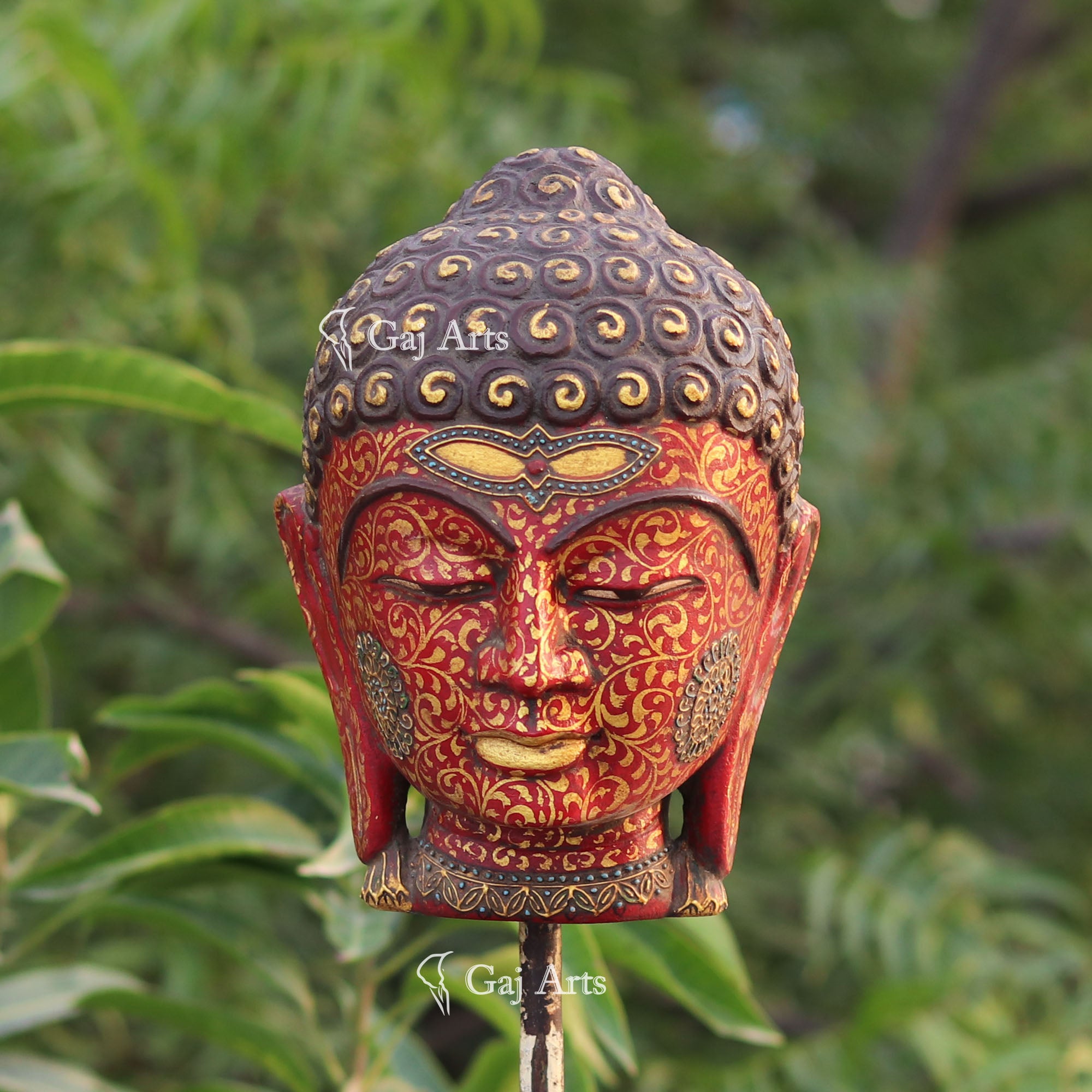 Wooden Buddha Head Statue | 19 Inch