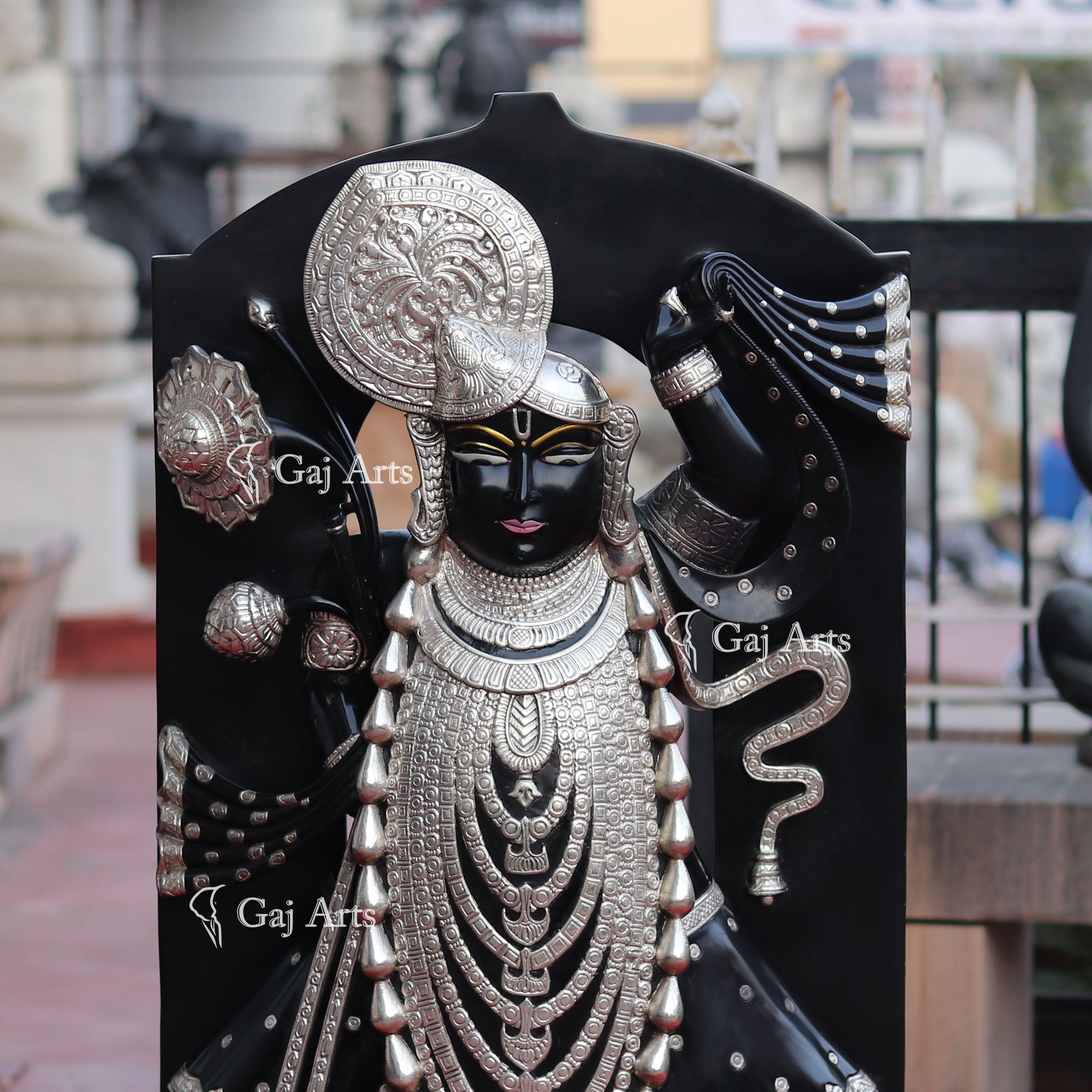 Black Marble Shreenath Ji Statue | 36 Inch