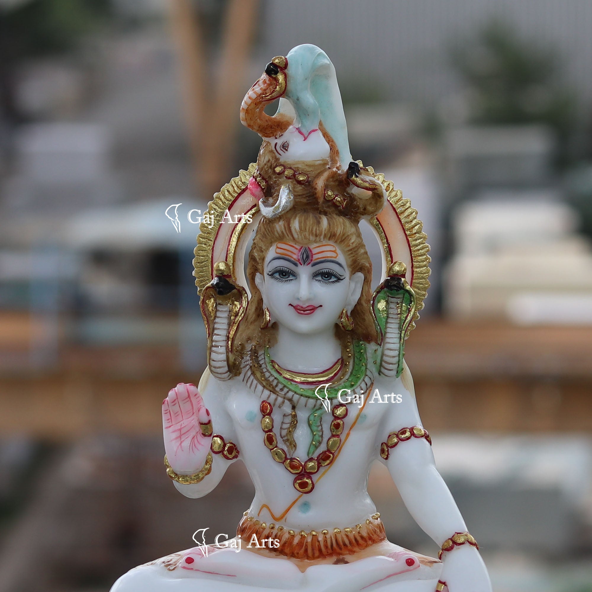 White Ethiopia  Marble Lord Shiva Statue | 10 Inch