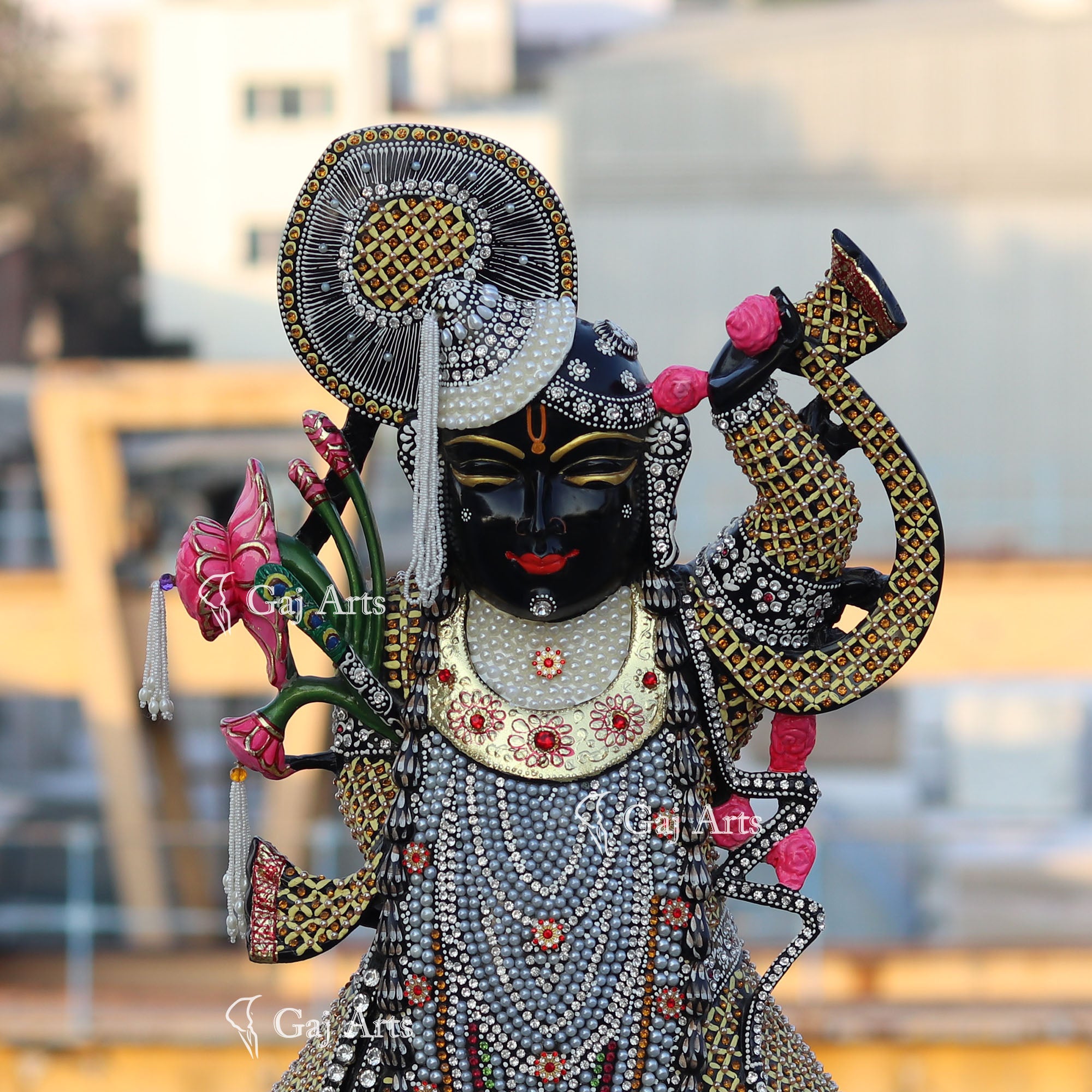 Black Marble Shreenath Ji Statue | 24 Inch