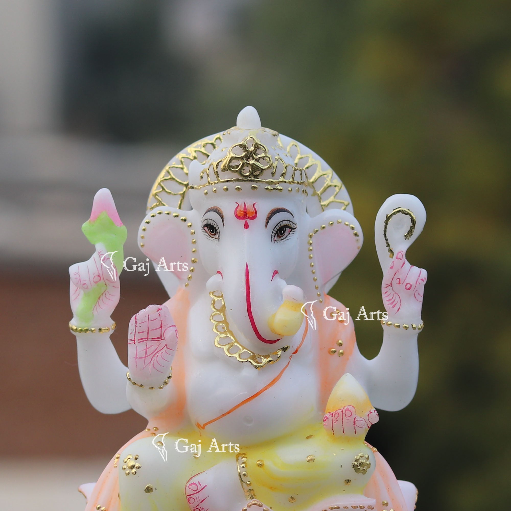 White Marble Ganpati Idol | 7 Inch