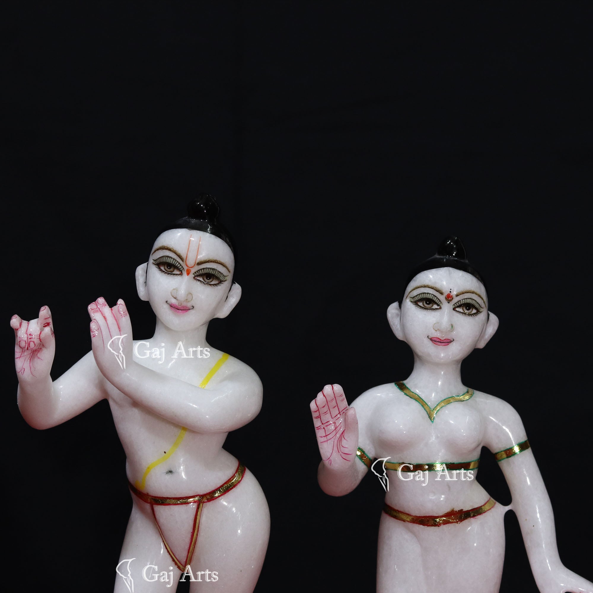 Super White Makrana Marble Iskon Radha Krishna Murti | 12 Inch