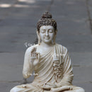 White  Buddha Statue Antique Finish | 24 Inch
