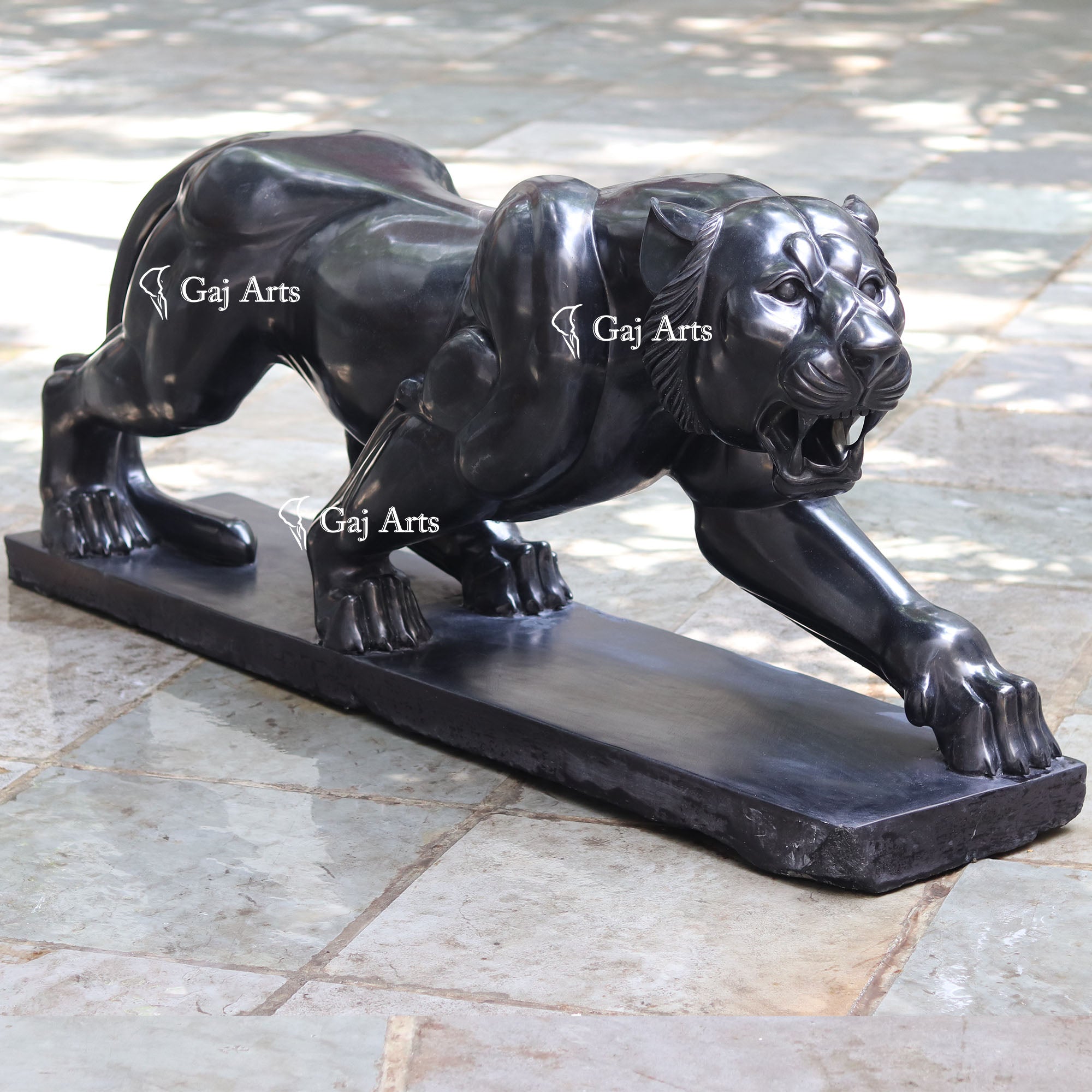 Balck Marble Lion Sculpture | 72 Inch