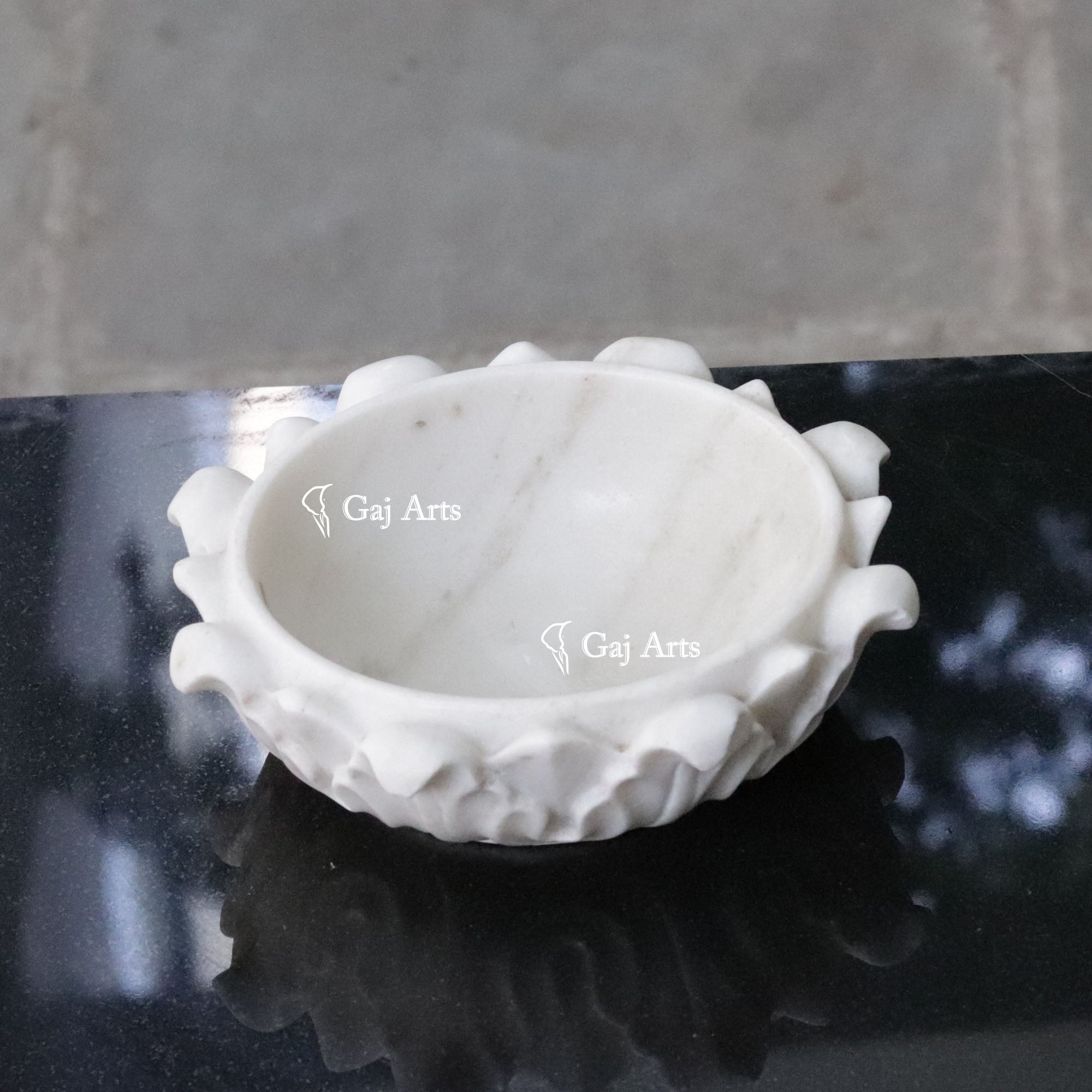 White Marble Decorative Petal Bowl | 9 Inch